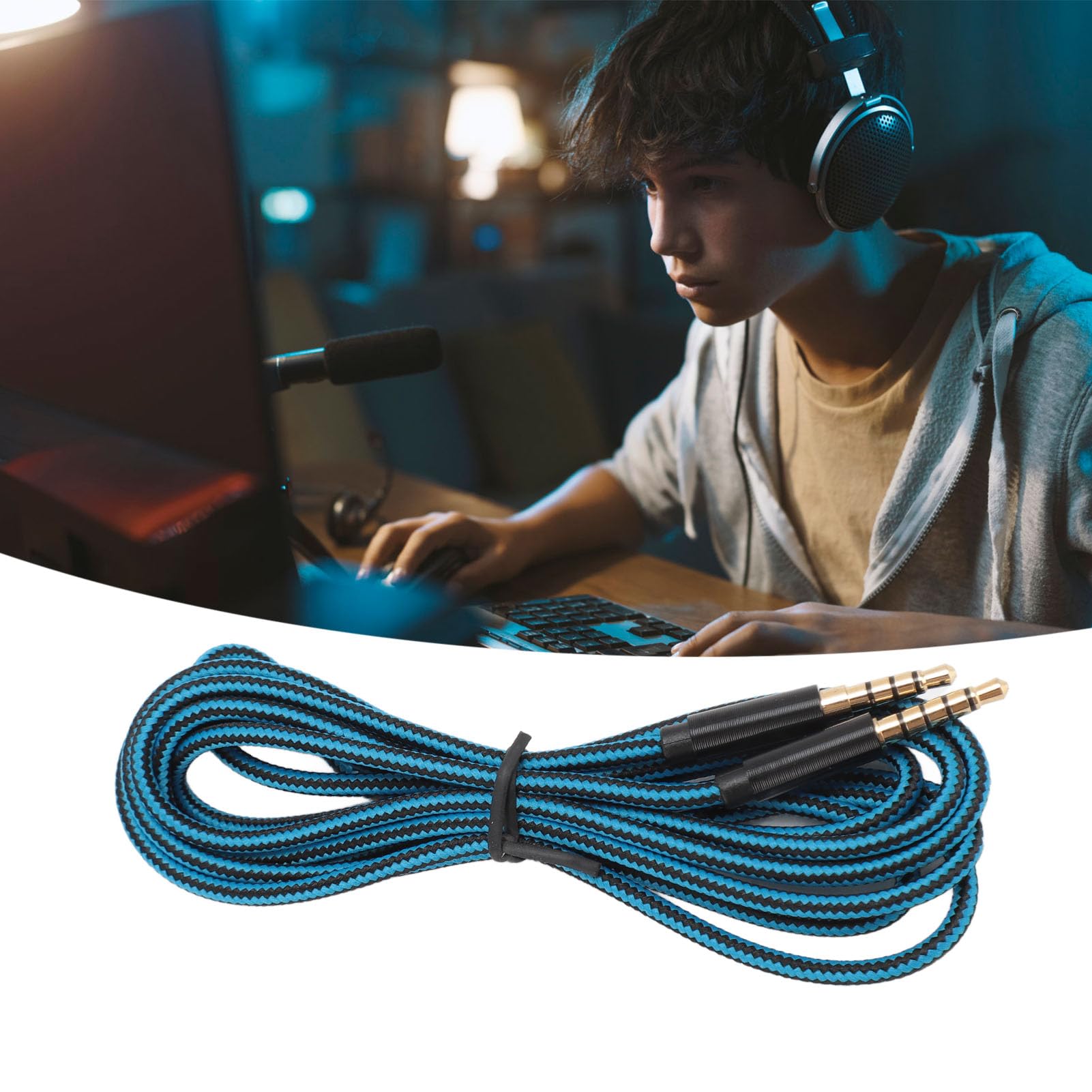 Premium 3.5mm 5-Pole to 4-Pole Audio Cable for Logitech A10 A30 Gaming Headset - Gold Plated Connectors, 2m/6.6ft Length - Perfect for PC, PS4, Xbox Gaming & Home Theater Systems
