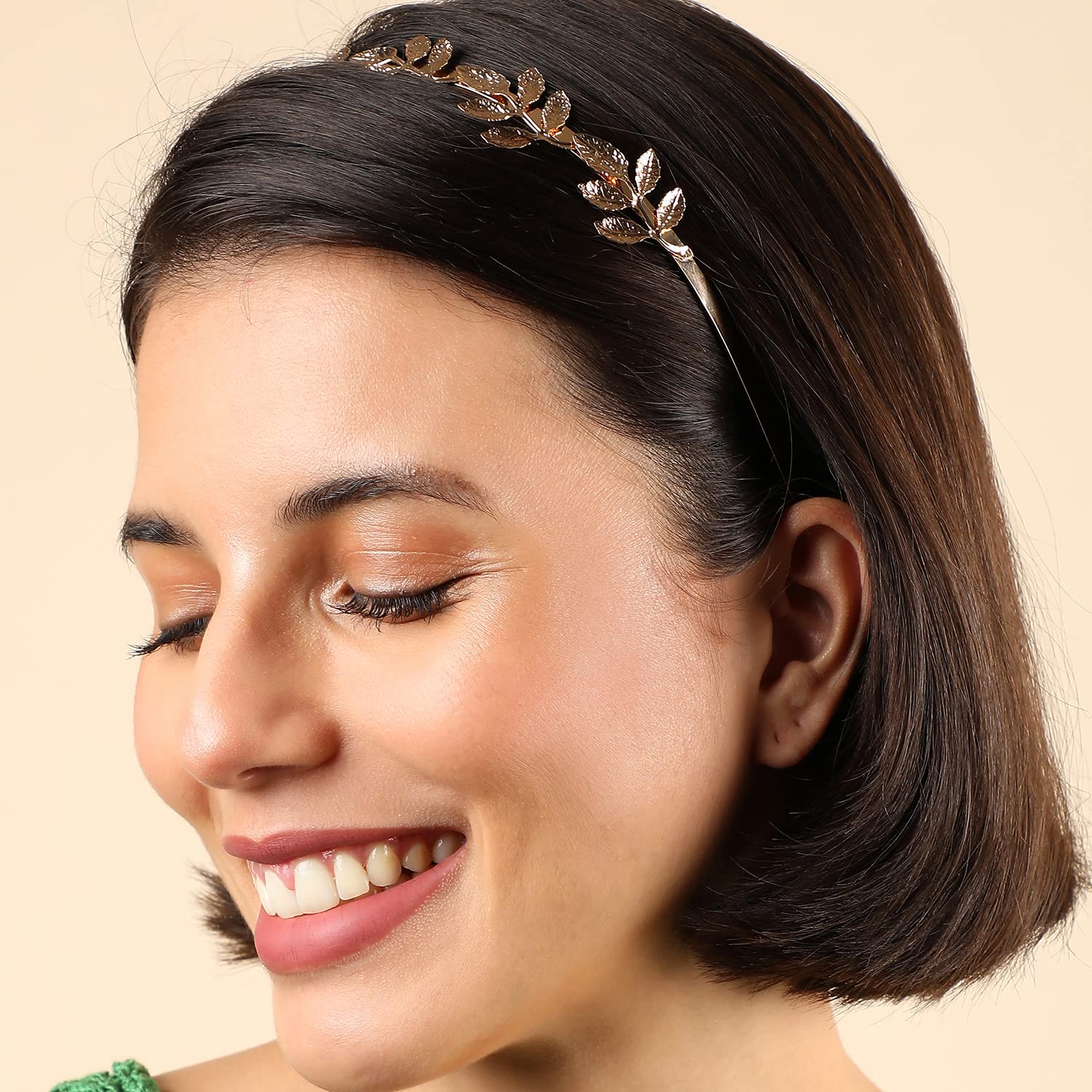 SOHI Gold Plated Hair Band for Women and Girls – Elegant Leaf Detailing Headband | Women's Head Jewelry & Fashion Hair Accessories | Perfect for Brides, Parties, and Everyday Wear | Stylish & Trendy Hair Belt