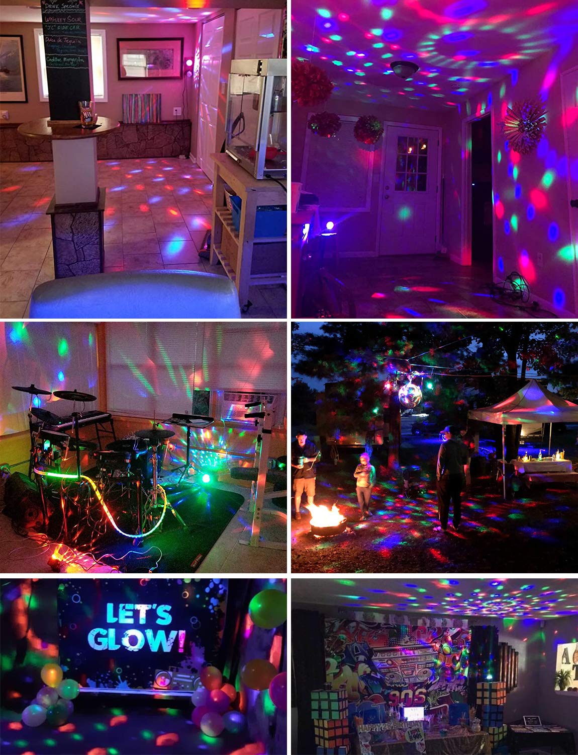 Luditek 2-Pack Portable Sound Activated Party Lights - USB/Battery Powered DJ Disco Ball Strobe Lights for Home, Car & Room - Perfect for New Year's Eve, Christmas Decorations & Adult Gifts - Create Amazing Party Atmosphere for Birthdays, Weddings & Club Events