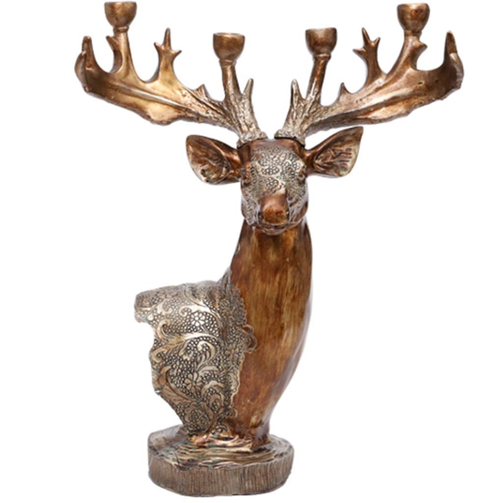 Deer Head Candelabra - Vintage Brass Candle Holder for Romantic Home Decor, Luxury Wedding Centerpiece & Christmas Table Decoration | Perfect for Dining Room, Mantel, and Holiday Parties