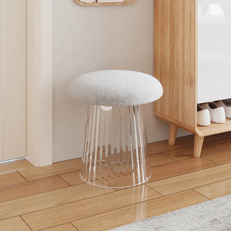 Nordic Mushroom Acrylic Stool - Modern Mushroom-Shaped Side Table for Living Room, Bedroom, or Kids Room - Durable Acrylic Furniture for Home Decor
