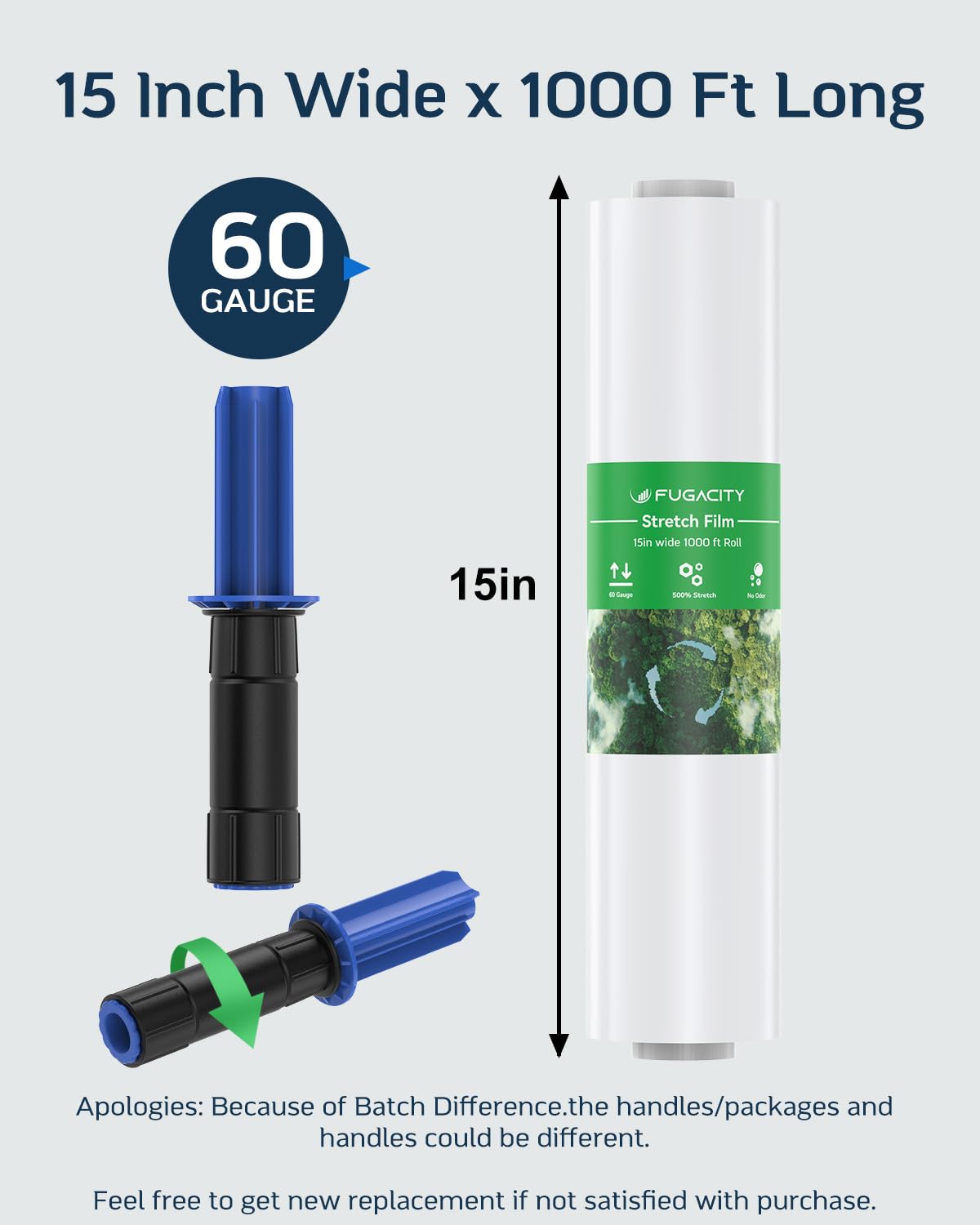 **FugaCity Heavy Duty Stretch Wrap Film - 15
