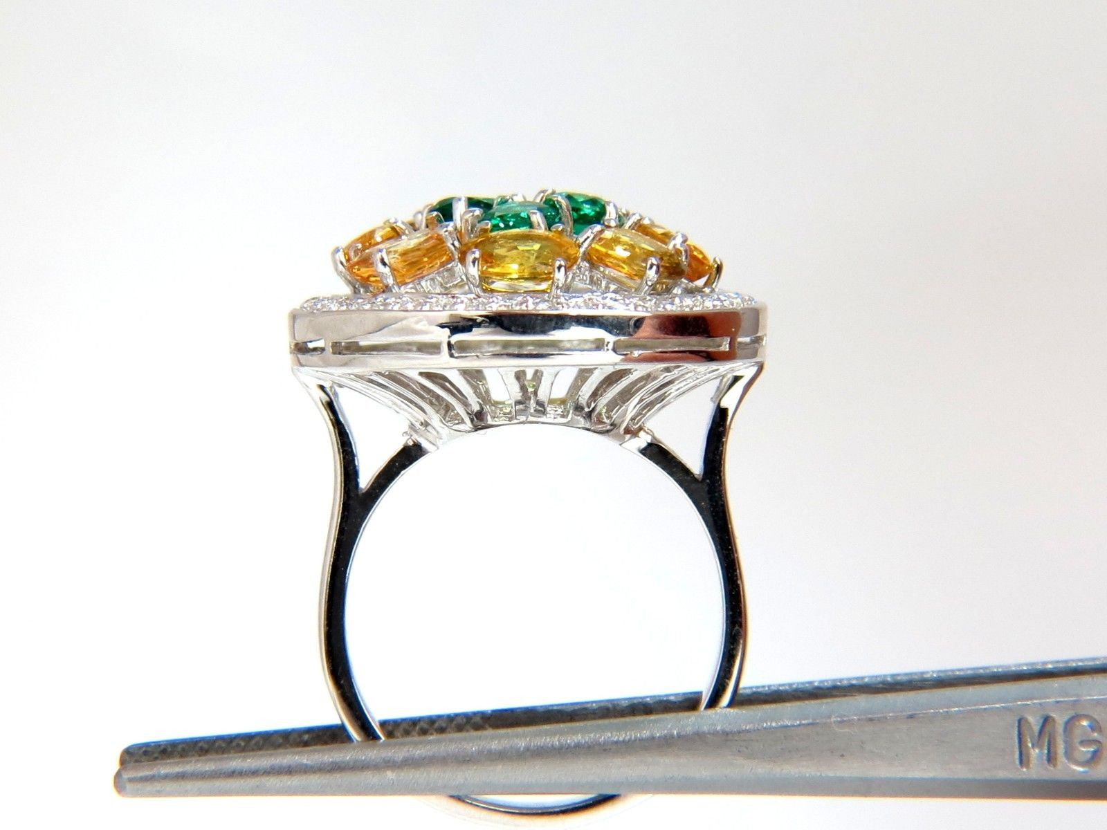 5.62CT Natural Fancy Yellow Sapphire & Vivid Green Emerald Cluster Ring | Elegant Jewelry for Women, Wedding, Engagement & Special Occasions