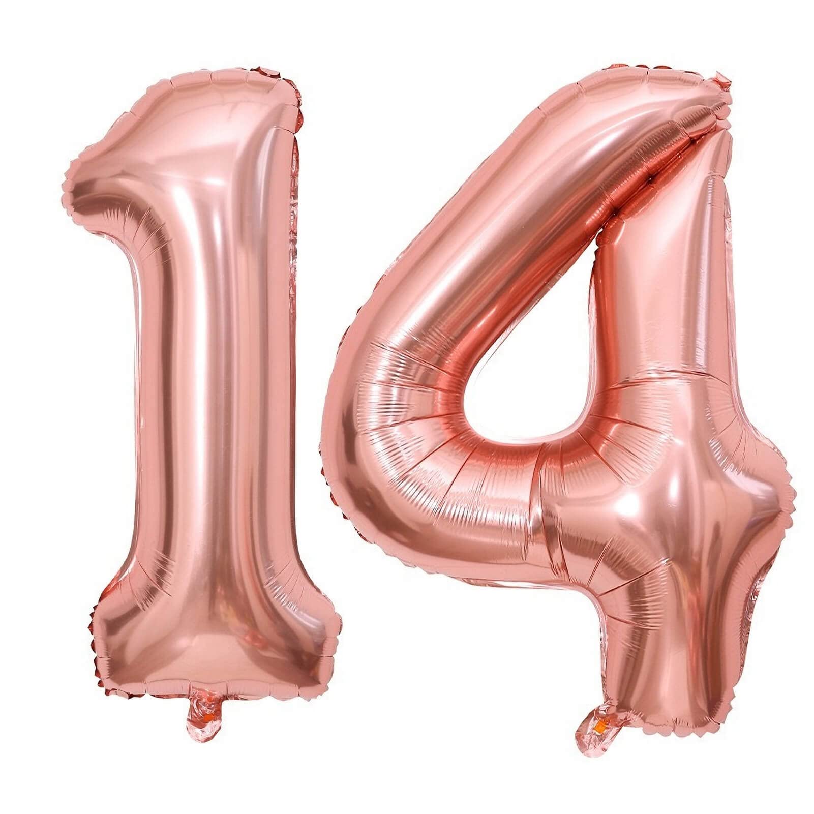 40 Inch Rose Gold Number 14 Balloons - Giant Jumbo Foil Mylar Helium Balloons for Birthday Party Decorations | Perfect for 14th Birthday, Anniversary, Graduation & Special Events Celebration