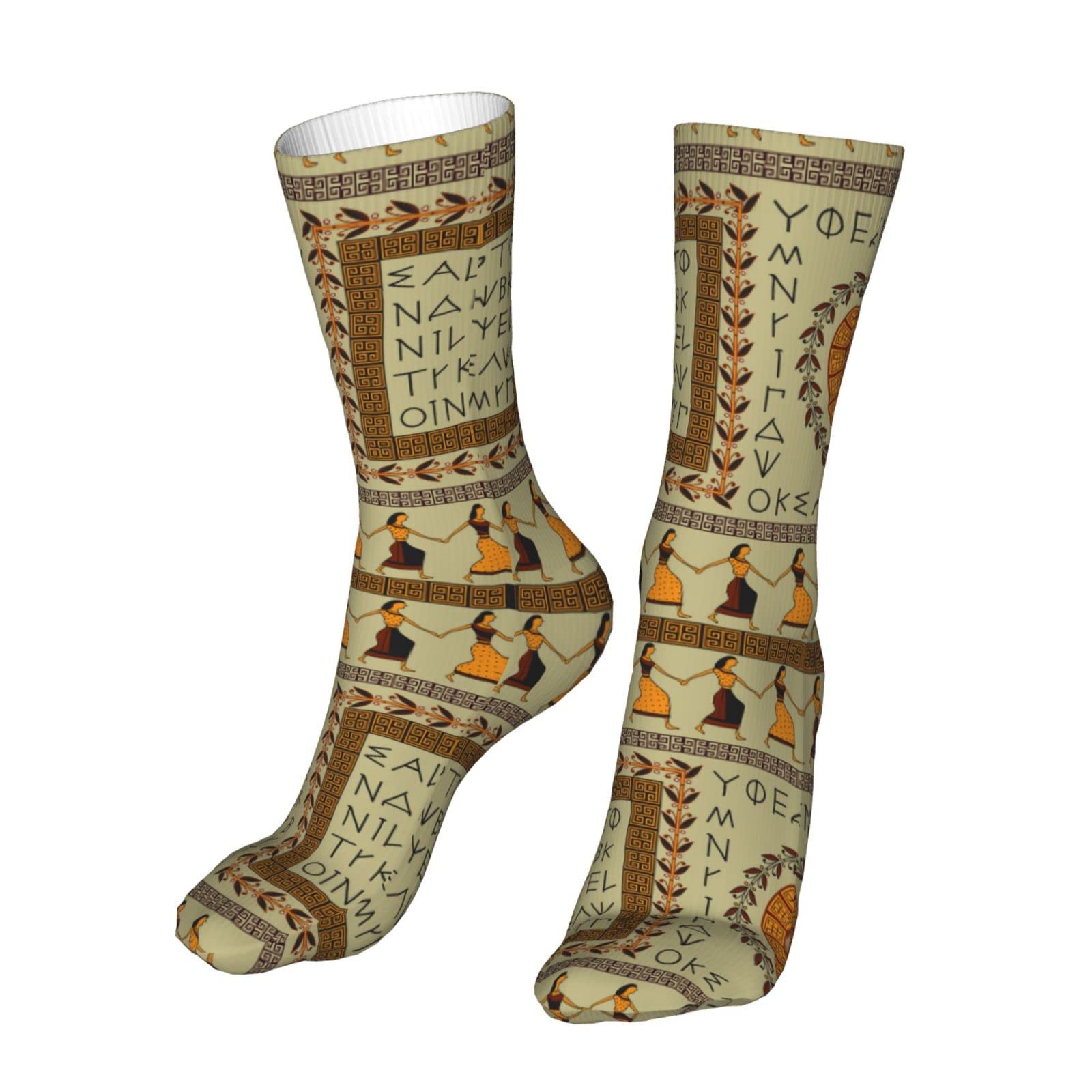 Vintage Greek Letter Crew Socks for Men & Women - Classic Cotton Athletic Socks for Sports, Outdoor Activities & Casual Wear - Perfect Gift for History Lovers & College Students