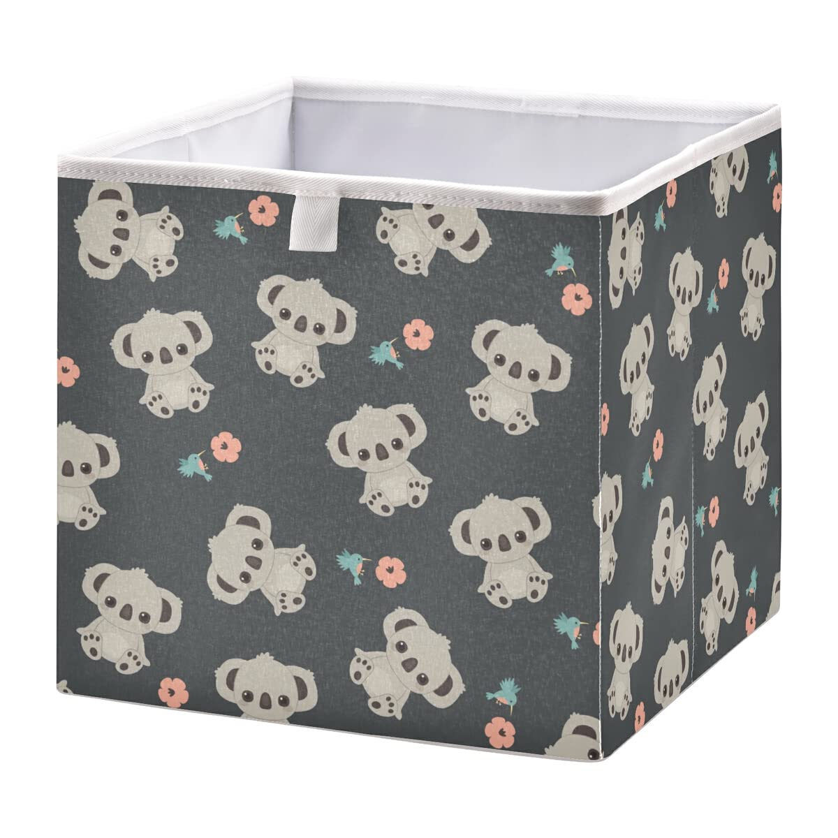 Koala Cube Storage Bin - Collapsible Waterproof Toy Basket for Kids Nursery, Closet, Playroom & Office Organizer (15.75x10.63x6.96 Inches) | Perfect for Toy Storage, Book Organization & Shelf Decor