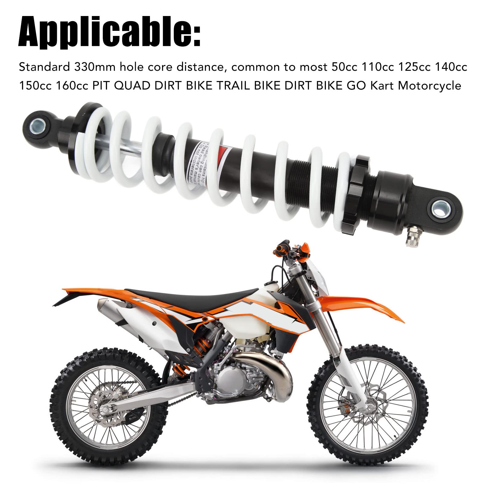 330mm Universal ATV Rear Shock Absorber - Adjustable Motorcycle Shock Damper for Pit Bike, Quad, Trail & Kart | Off-Road, Dirt Bike & Adventure Riding