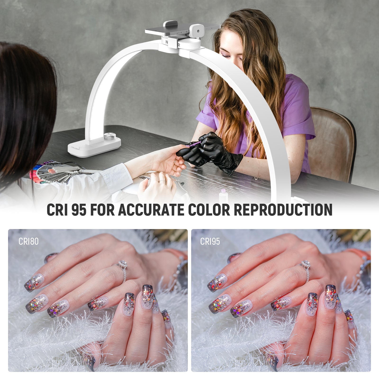 NEEWER BASICS HM01 D29 40W Foldable LED Nail Lamp for Gel Polish Curing - Portable UV Light for Manicure & Pedicure at Home or Salon