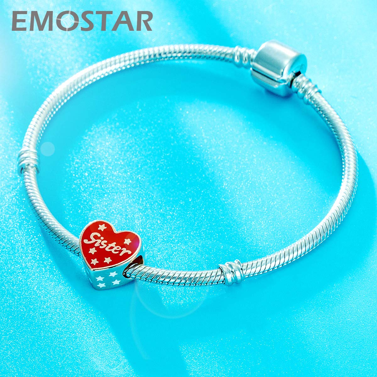 EMOSTAR Sterling Silver Family Charms - Mother, Father, Daughter, Son, Nana, Wife, Husband, Godmother, Sister Heart Beads | Perfect for Mother's Day, Father's Day Gifts | European Style Bracelet for Family Bonding & Special Occasions