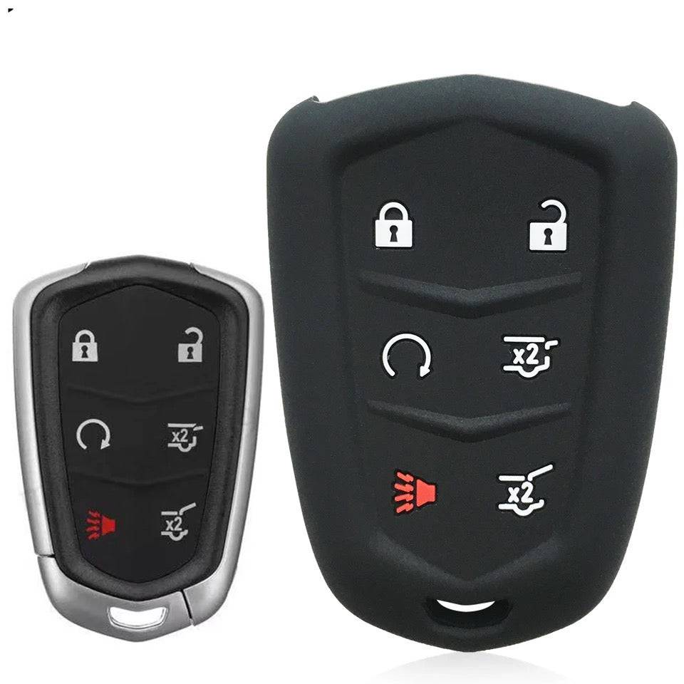 Premium Cadillac Key Fob Cover - Silicone Rubber Protector for CTS, Escalade, ATS, XLS (6 Button Design) | Durable & Stylish Car Key Accessory for Everyday Protection