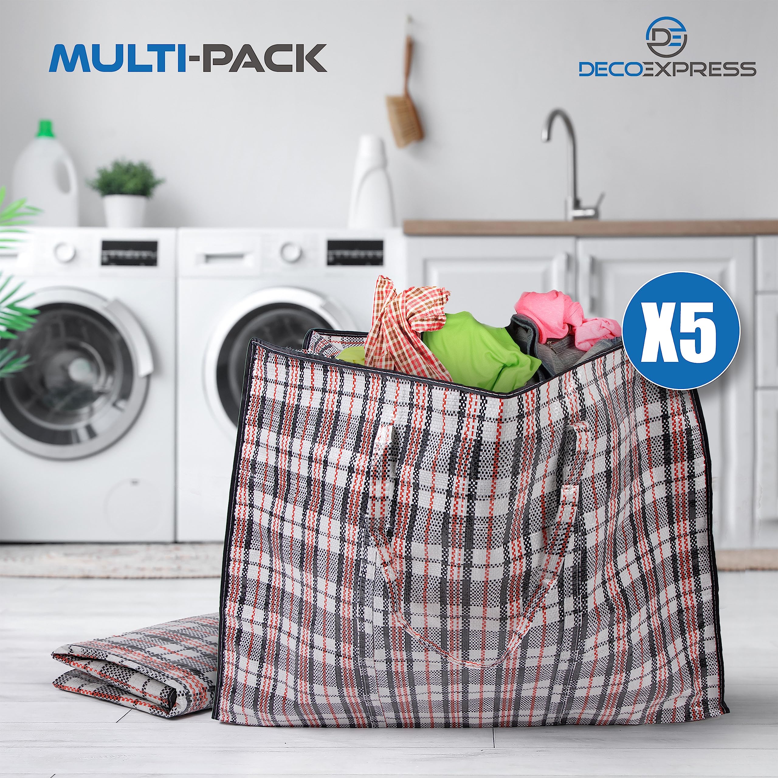 Extra Large Heavy Duty Laundry Storage Bags - 5 Pack Reusable Zippered Nylon Organizers for Clothes, Wardrobe & Moving | Perfect for Travel, College Dorm, Home Organization & Closet Storage