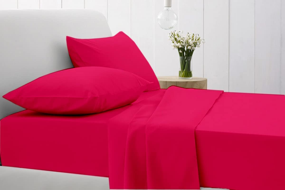 Luxury Egyptian Cotton Twin XL Sheet Set - 4 Piece Deep Pocket Fitted Sheets for 18 Inch Mattress - Soft Long Staple Bedding (Hot Pink) - Perfect for Dorms, Guest Rooms & Cozy Bedrooms