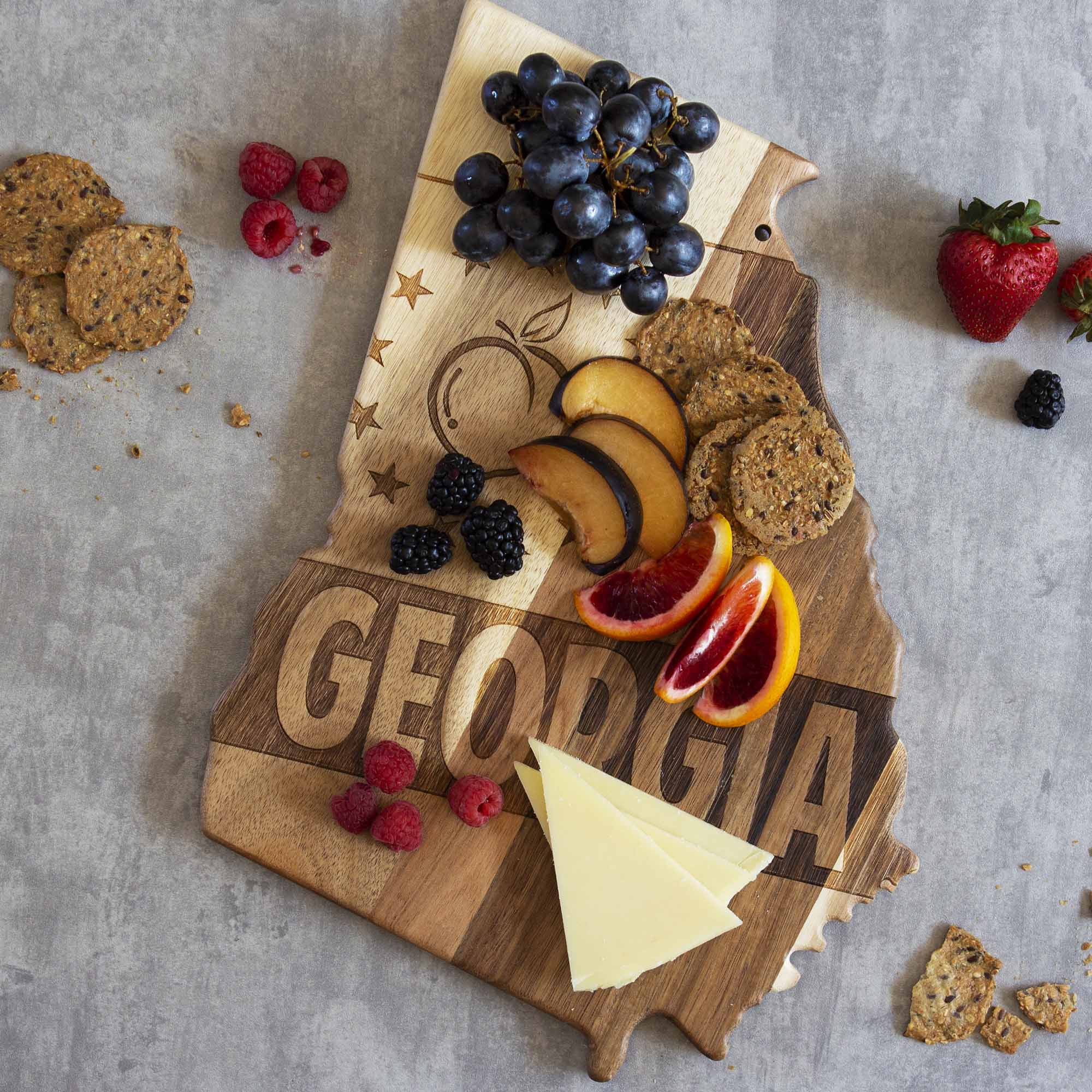 Premium Georgia Wood Cutting Board by Rock & Branch - Handcrafted Acacia Wood Chopping Block for Kitchen, Charcuterie & Serving - Perfect for Chefs, Home Cooks & Entertaining