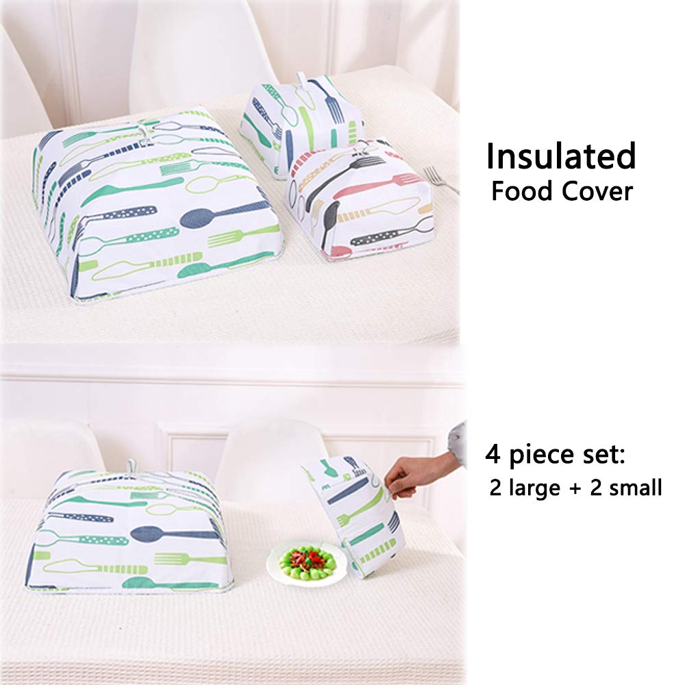 Insulated Food Covers 4-Pack - Foldable for Kitchen, Picnic & Outdoor