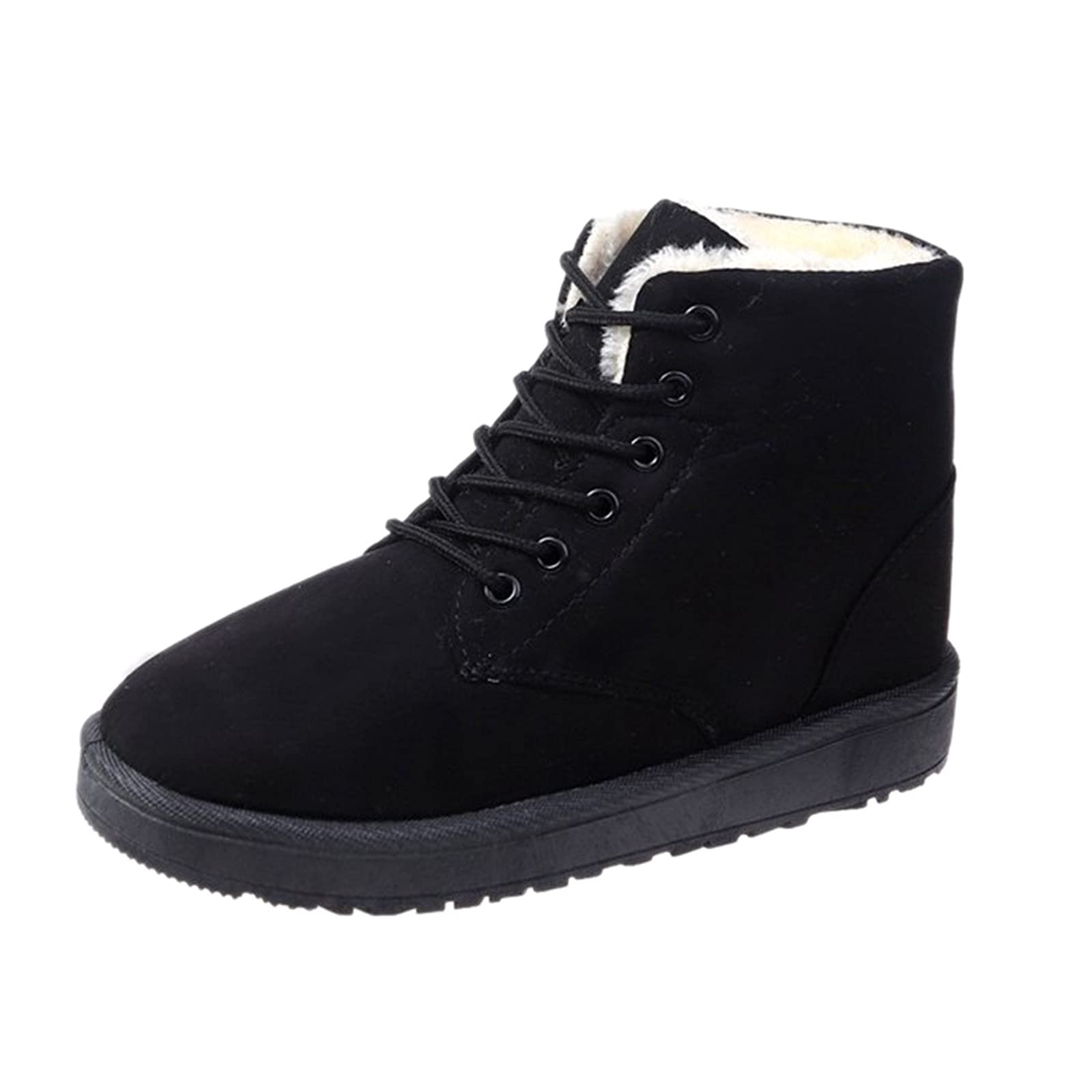 ZYAPCNGN Women's Lace-Up Ankle Boots - Velvet Winter Booties with Waterproof Design for Cold Weather - Perfect for Snow, Rain, and Everyday Winter Fashion