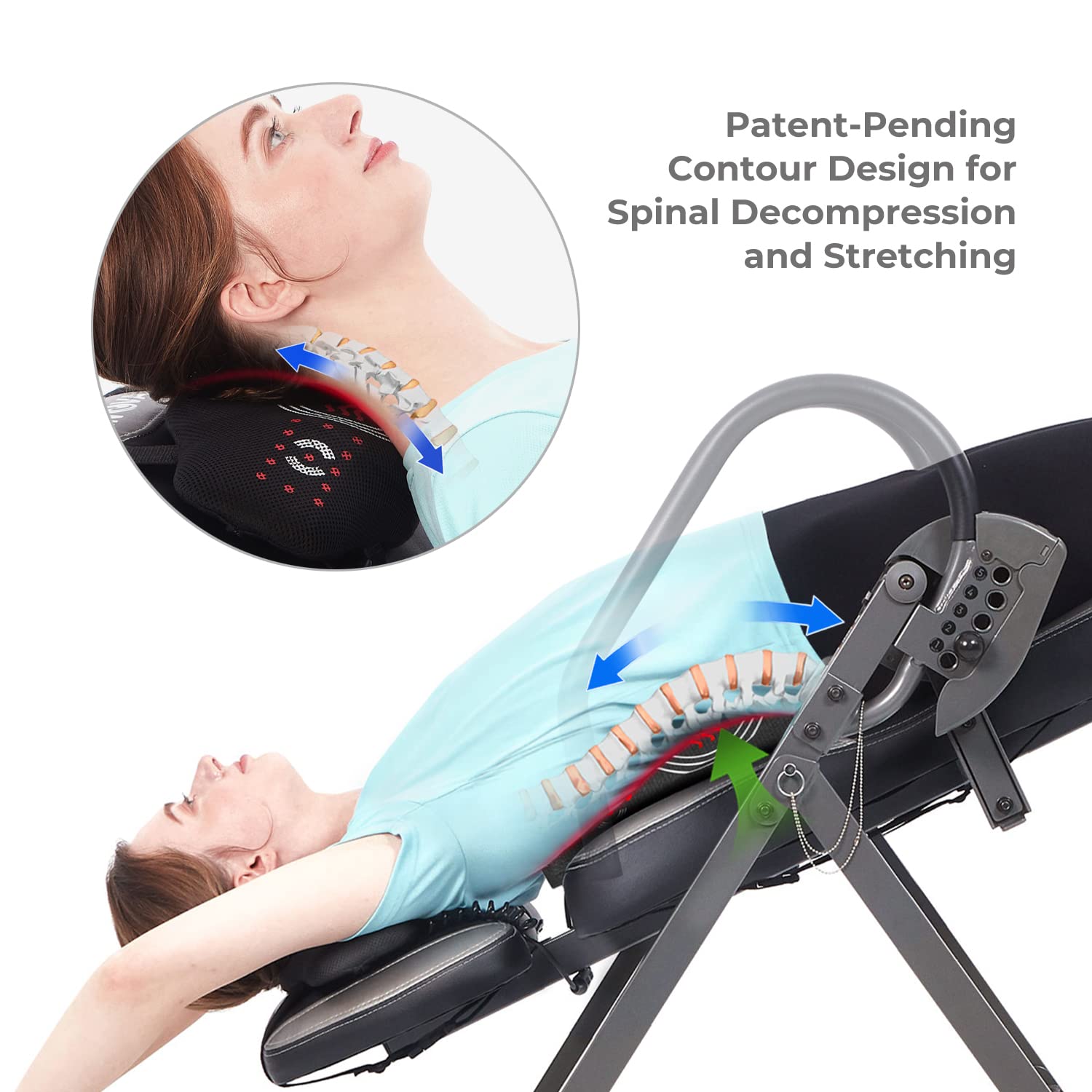 Innova ITM6000 Advanced Heat & Massage Therapeutic Inversion Table for Back Pain Relief - Home Gym Equipment for Spinal Decompression, Yoga & Physical Therapy