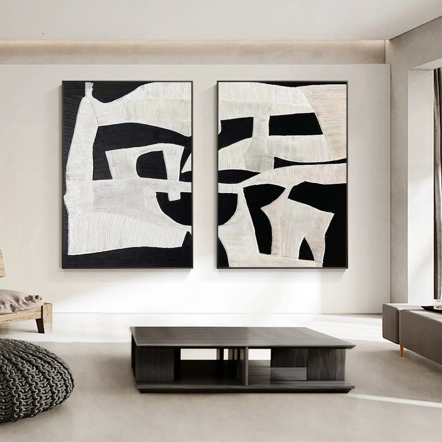Abstract Tranquility Set of 2 Modern Canvas Wall Art - Minimalist Home Decor for Living Room, Bedroom & Office - #WS022