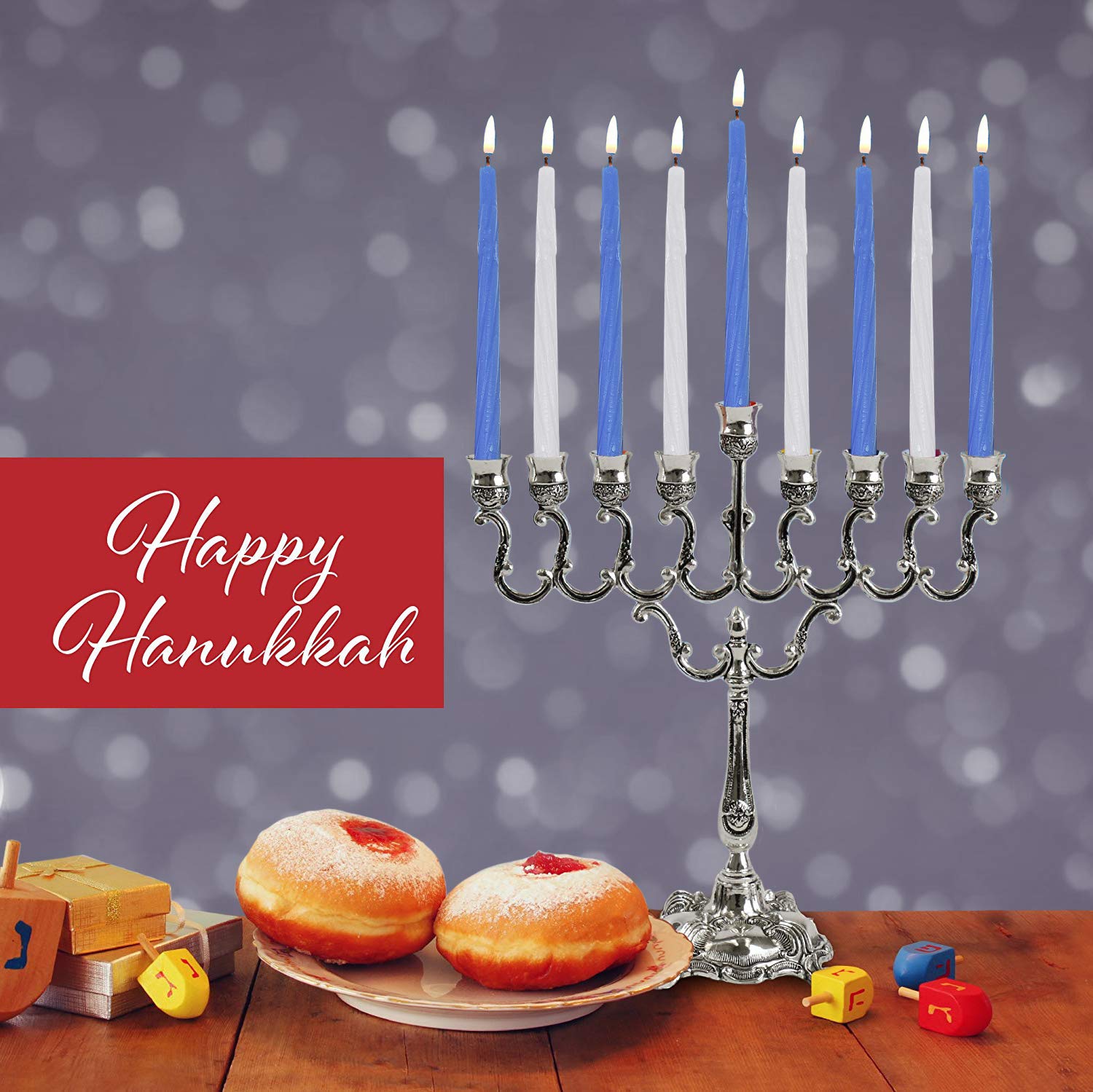 Premium Blue & White Hanukkah Candles - 44-Piece Set for All 8 Nights (Pack of 2) - High-Quality Beeswax Chanukah Candles for Menorah Lighting & Jewish Holiday Decorations