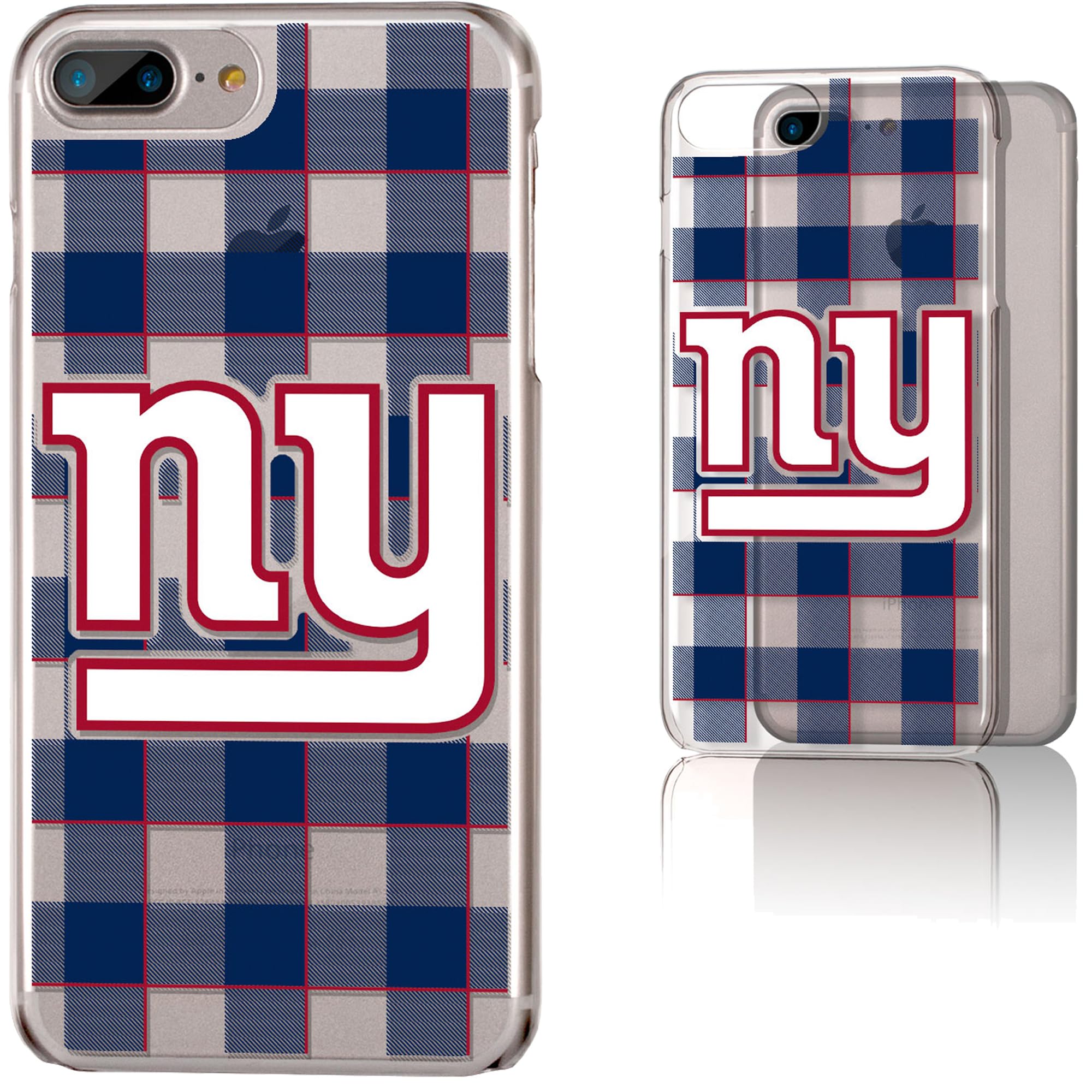 New York Giants iPhone Clear Case with Plaid Design - Slim Protective Cover for iPhone 13/14/15 Pro Max - Perfect for Football Fans & Game Day Accessories