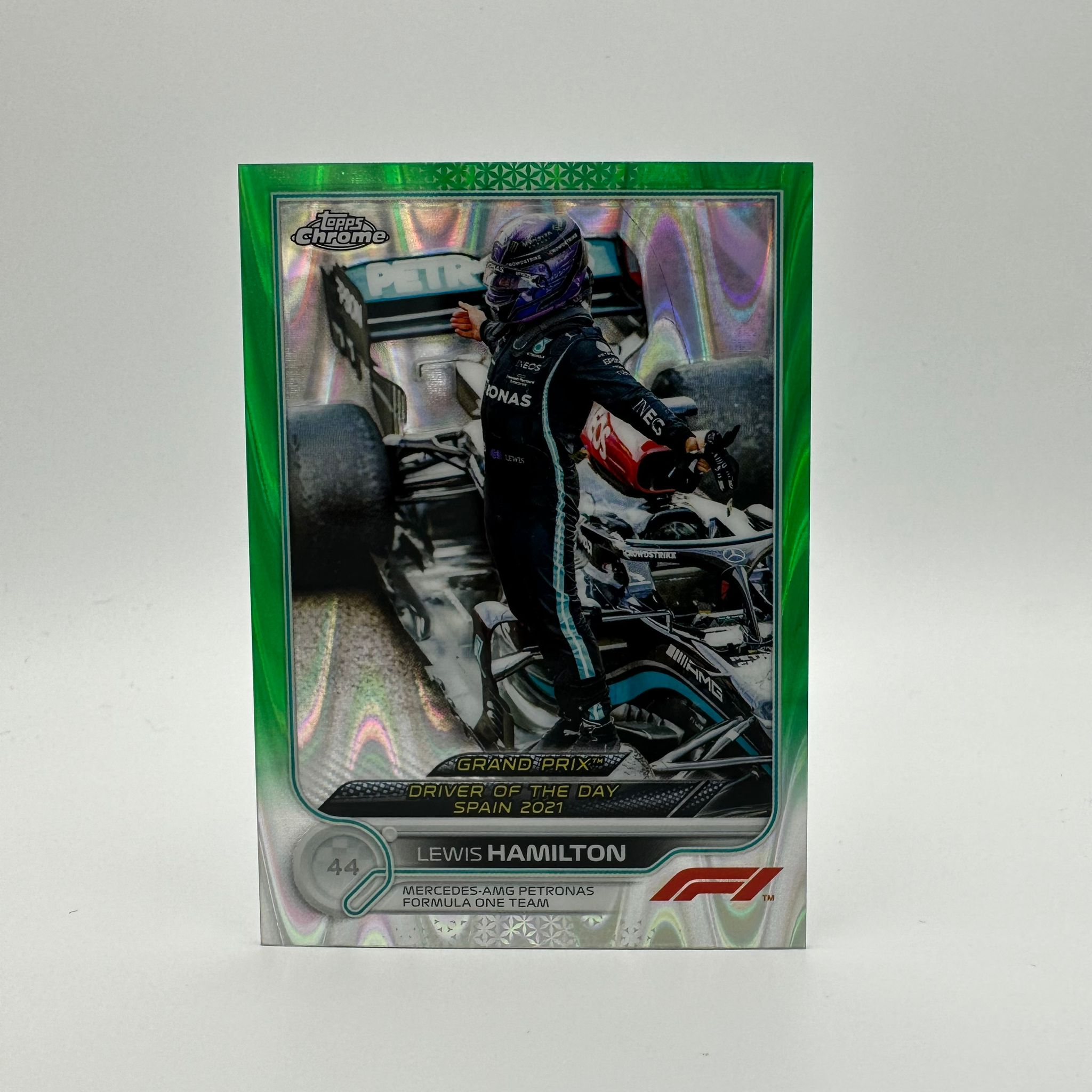 Lewis Hamilton Driver of the Day Spain 2021 #176 Green Raywave Refractor Trading Card - Rare F1 Collectible for Motorsport Fans & Memorabilia Collectors