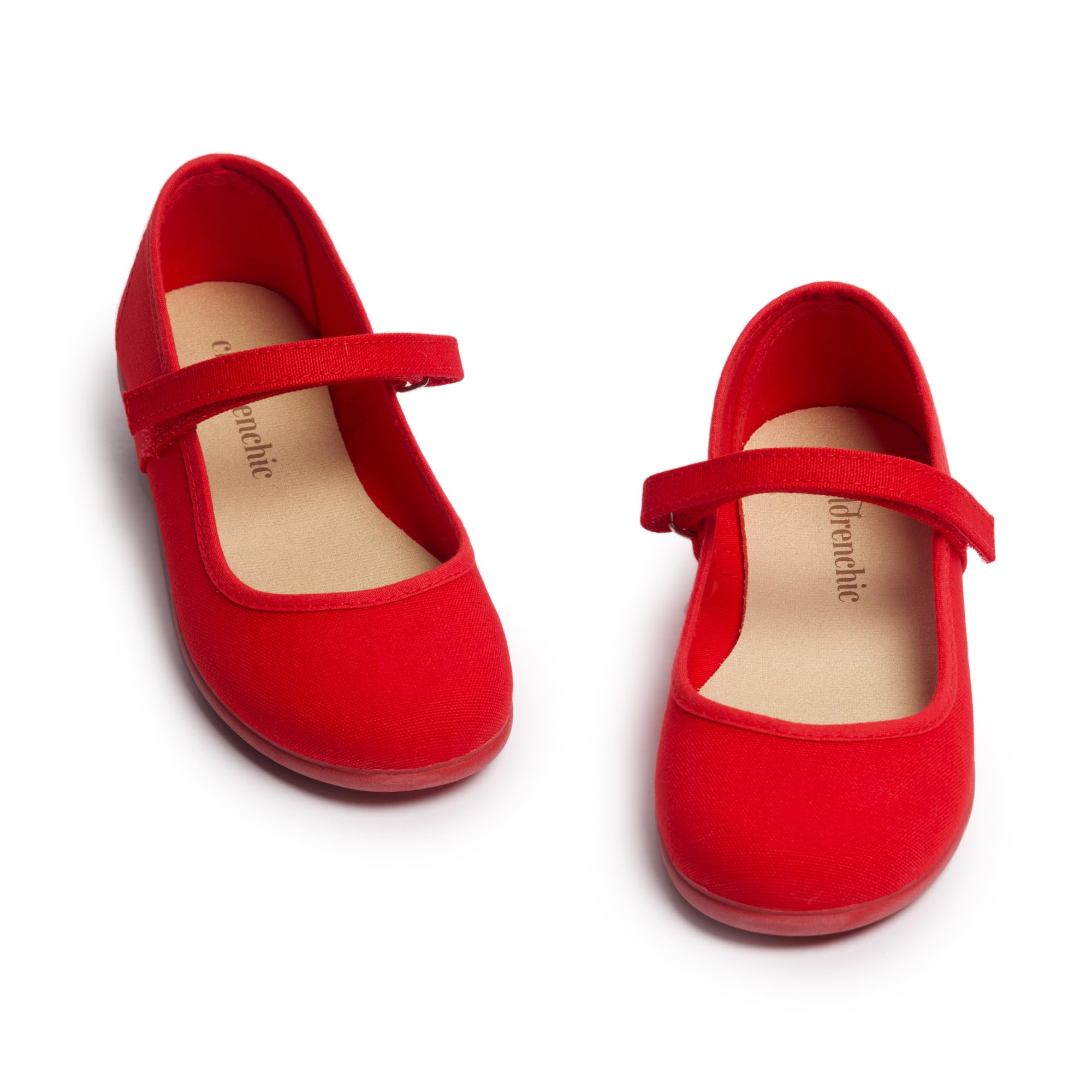 Mary Jane Flats for Girls with Hook and Loop Straps - Comfortable Canvas School Shoes, Wedding & Casual Wear - Perfect for Classroom, Playtime & Special Occasions
