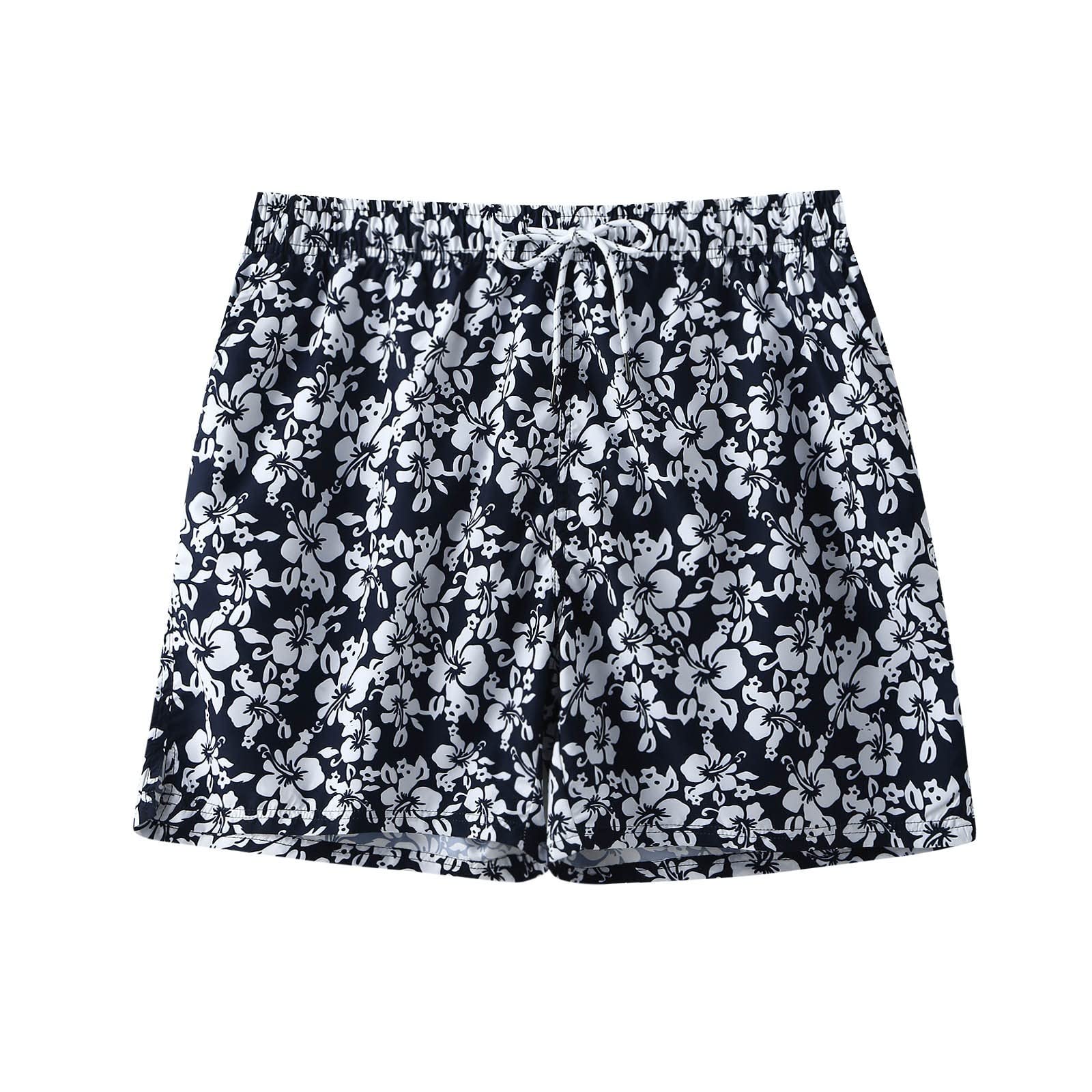 **Men's Casual Drawstring Swim Trunks - Loose Floral Print Beach Shorts for Swimming, Surfing & Summer Vacation**