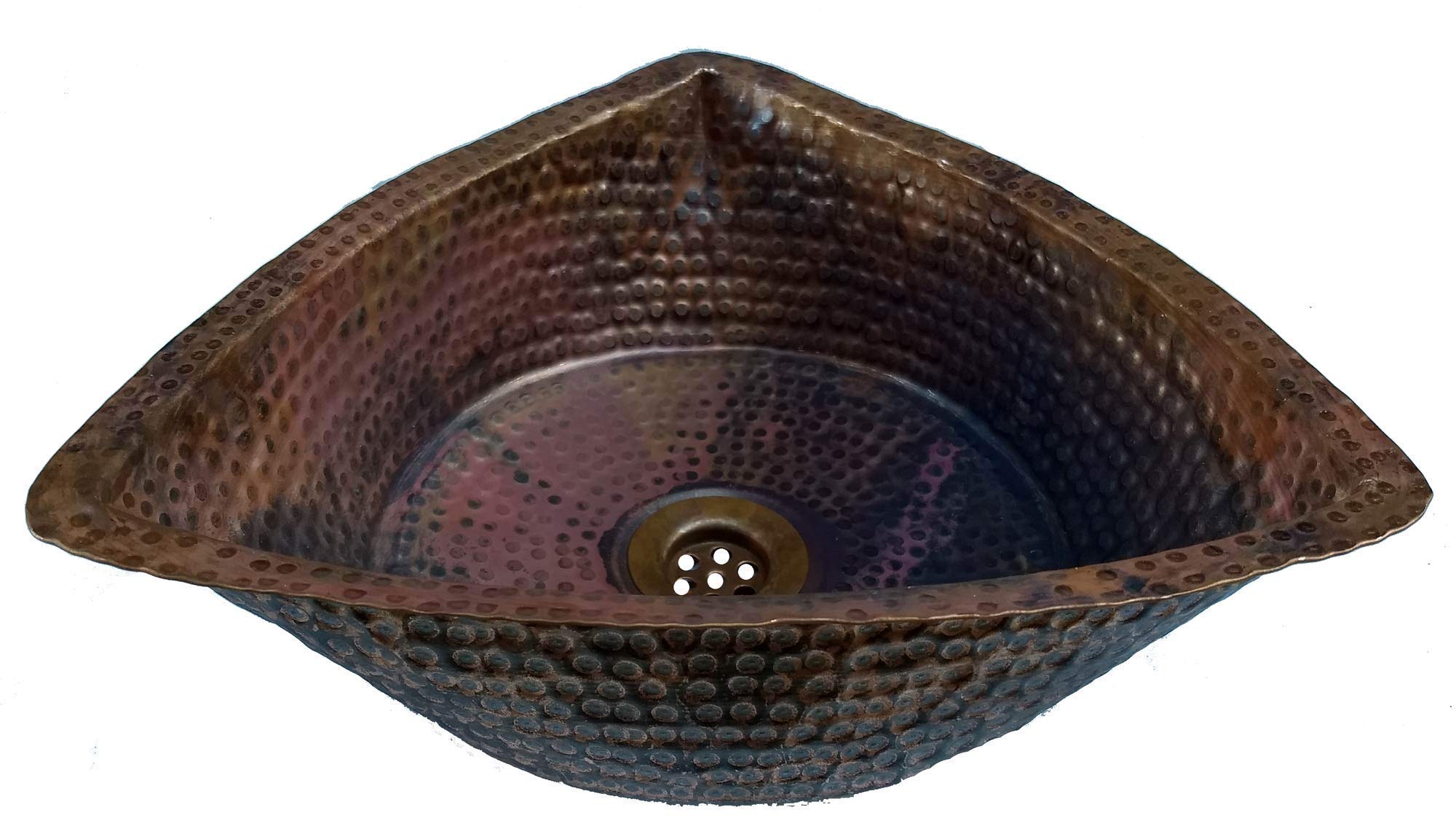 Rustic Copper Triangle Vessel Sink - Farmhouse Kitchen, Bathroom, or Bar Prep Sink - Perfect for Modern Farmhouse, Industrial, and Rustic Decor Styles
