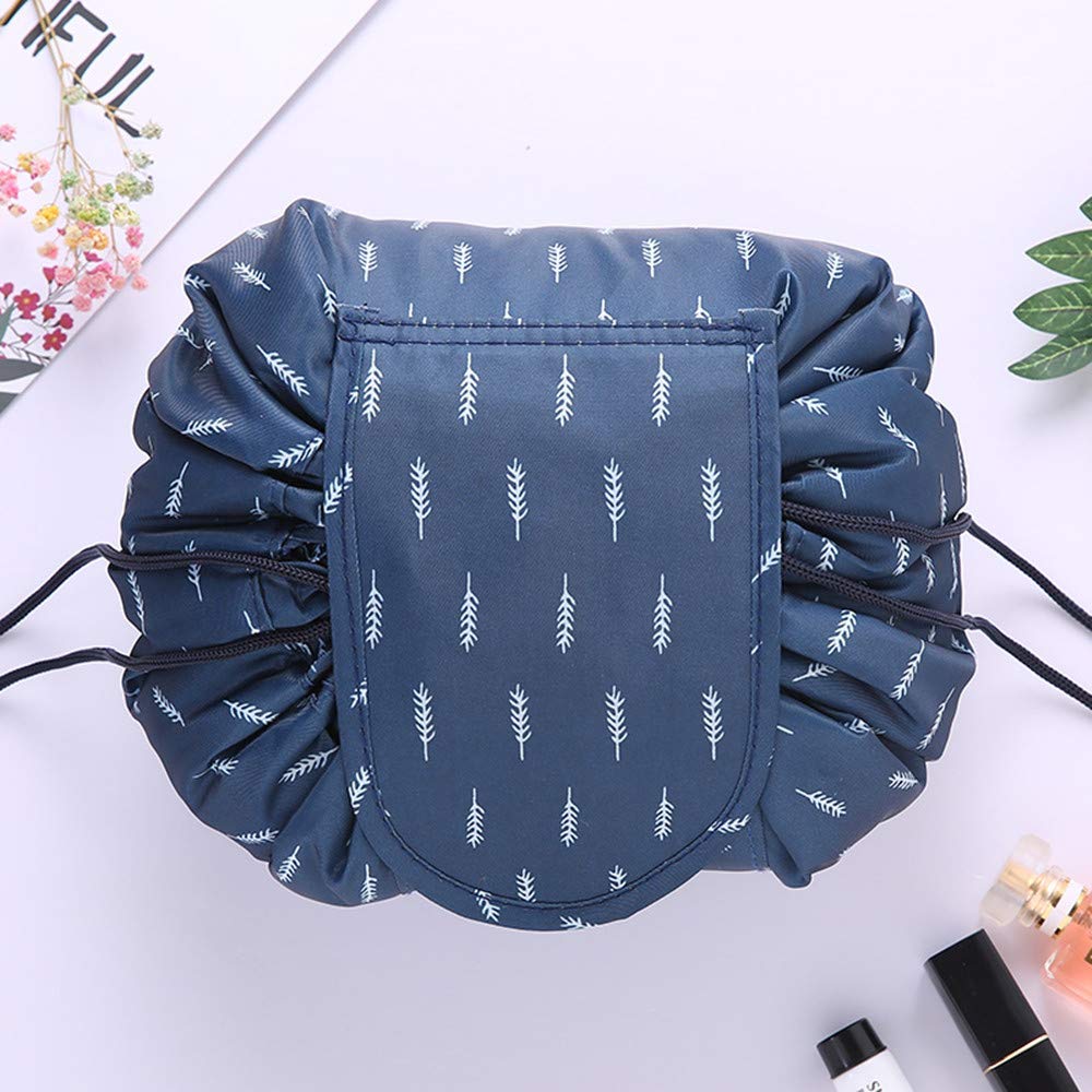 Waterproof Travel Toiletry Bag with Drawstrings - Multifunctional Cosmetic Storage Organizer for Women & Men, Portable Navy Blue Makeup Pouch - Perfect for Gym, Camping, and Business Trips
