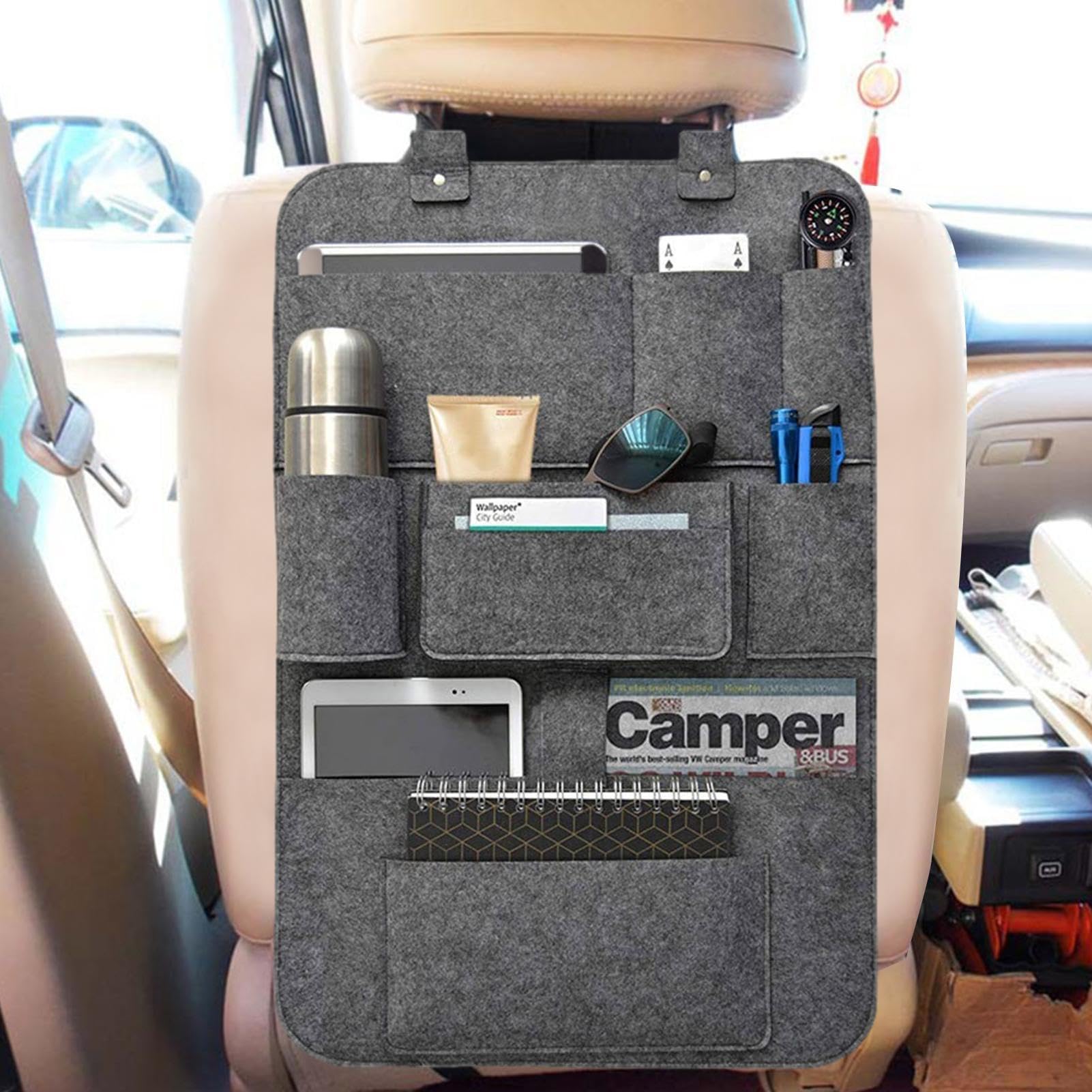 Car Seat Organizer with 10 Pockets - Backseat Storage for Kids - Vehicle Seat Back Protector for Toys, Snacks, Drinks & Accessories | Perfect for Road Trips, Family Travel & Daily Commutes