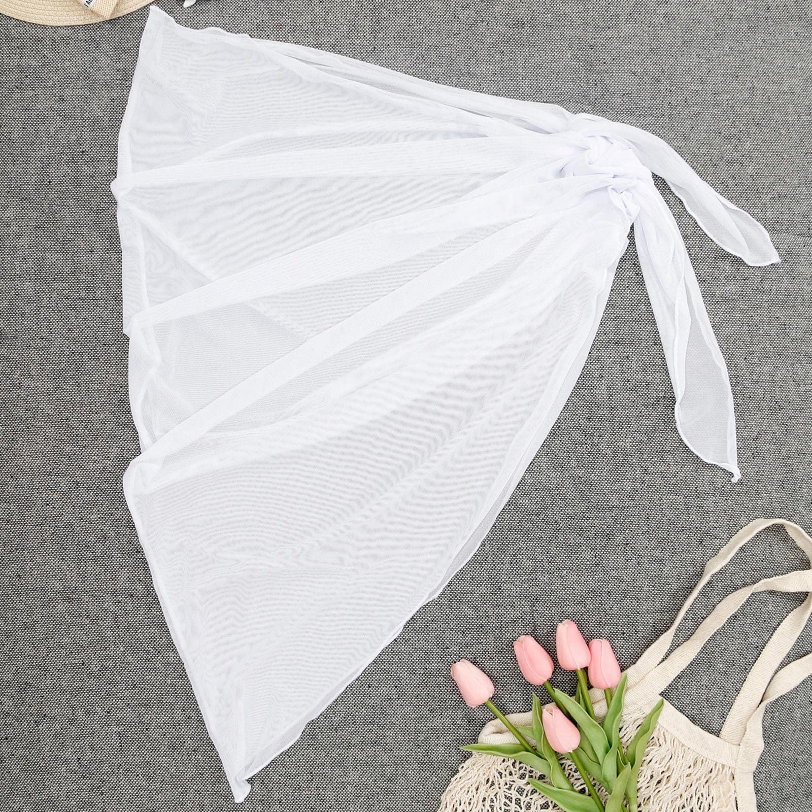 Women's Sheer Wrap Knot Waist Cover Up Skirt - Beach Bikini Wrap Cover Ups Swimwear Robe Set for Pool, Vacation & Summer Outfits