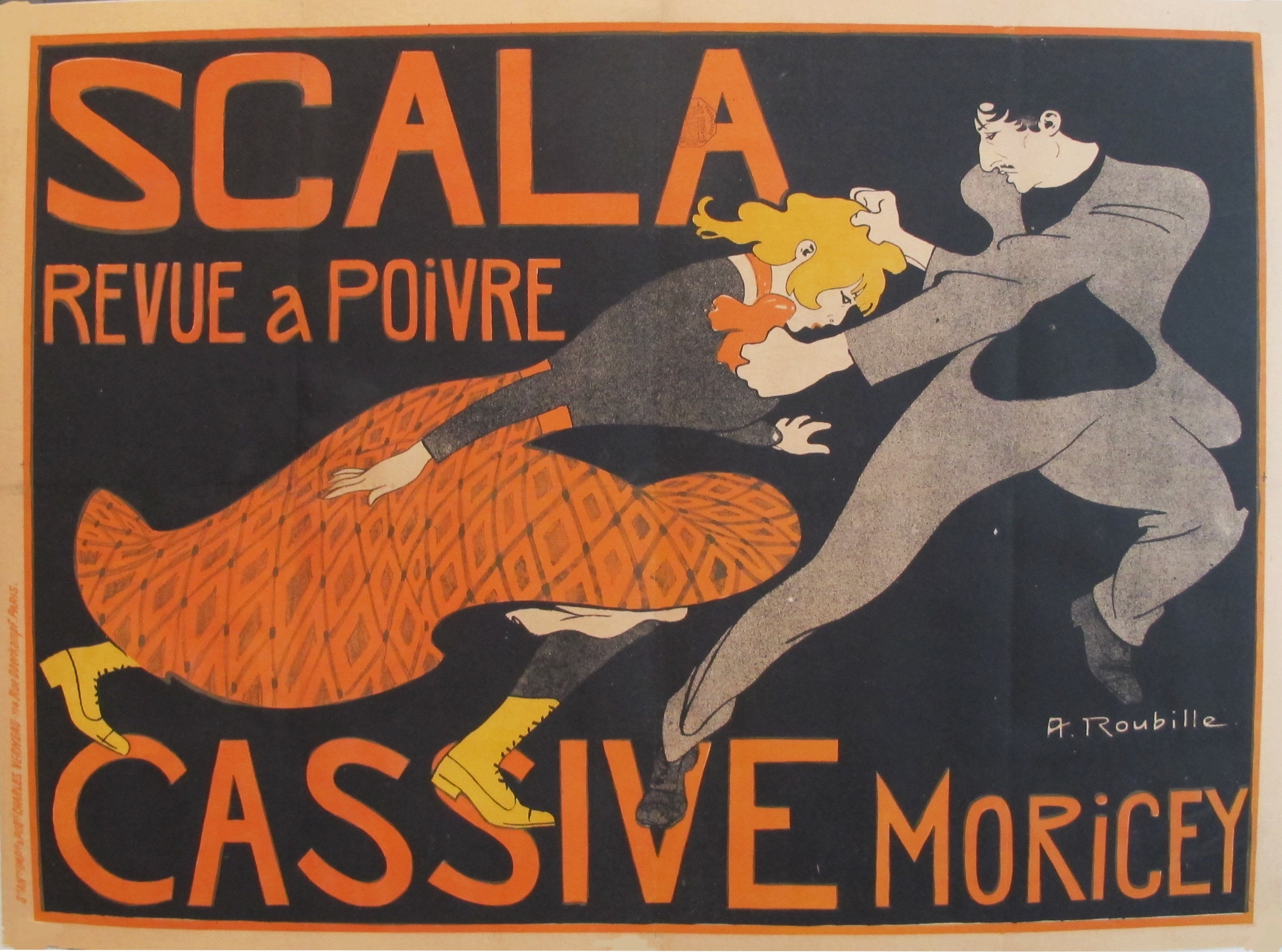 1903 Original French Belle Epoque Poster - Scala Revue a Poivre - Vintage Art Print for Home Decor & Office Wall Art