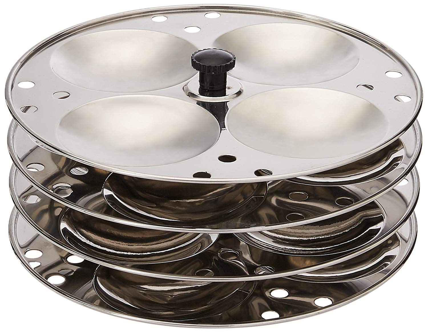 Khandekar Stainless Steel 4-Rack Idli Maker - Mini Idli Stand with Steamer Plates for 16 Idlis - Perfect for Indian Breakfast & Healthy Cooking at Home