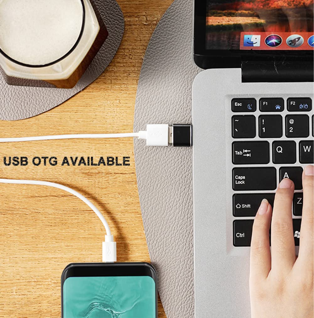 4-Pack USB C to USB Adapter (2 Black & 2 White) - USB Female to USB C Male OTG Converter Compatible with MacBook Pro, Samsung Galaxy, Type-C Phones, Laptops & Tablets - Perfect for Data Transfer, Charging & Device Connectivity