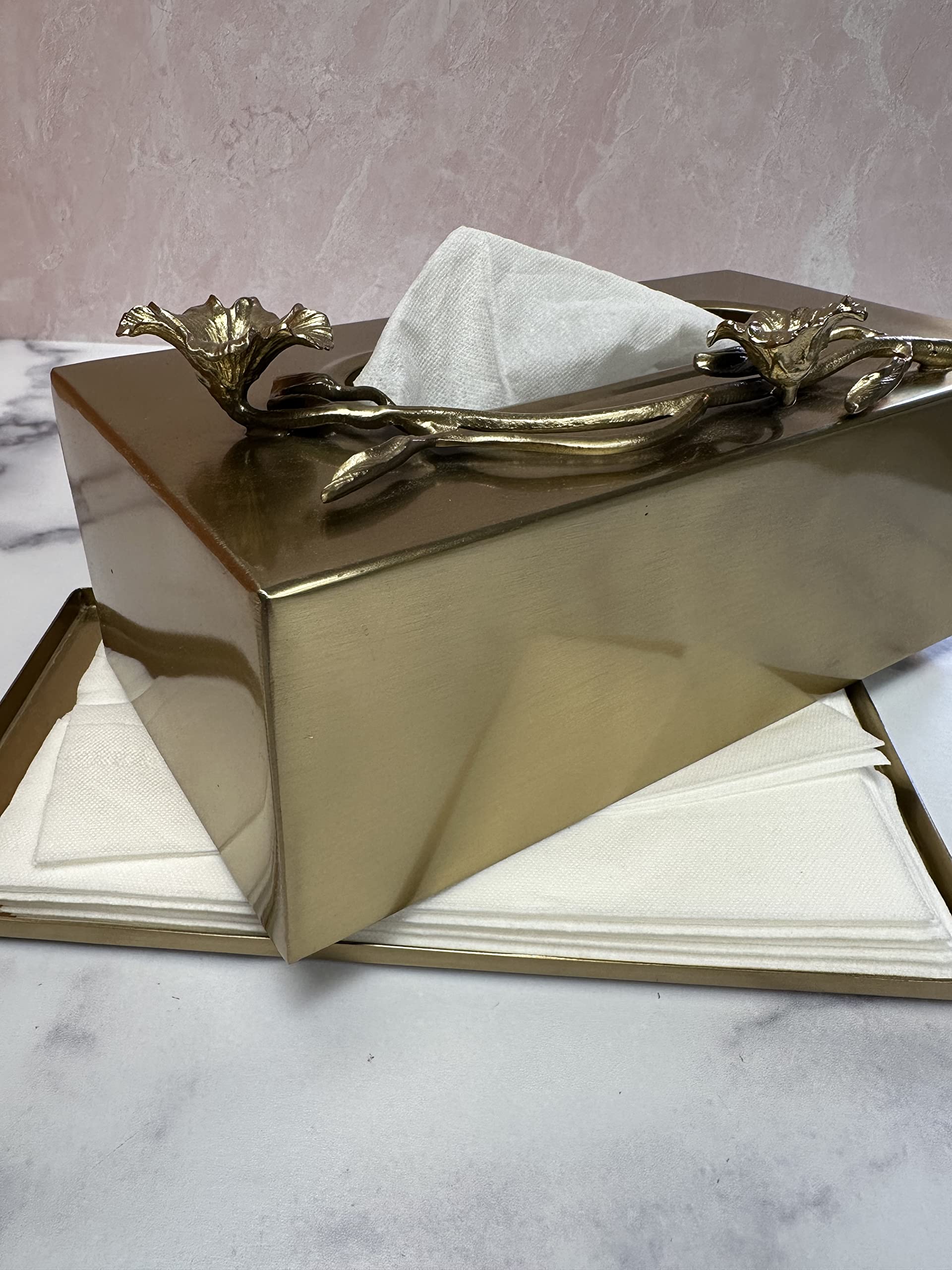 Decozen Elegant Rectangular Tissue Box Cover - Premium Home Decor with Rosemary Flower Accent for Bathroom, Kitchen & Bedroom | Stylish Paper Towel Holder for Countertops - Perfect for Home Decorating, Gift Giving & Daily Use