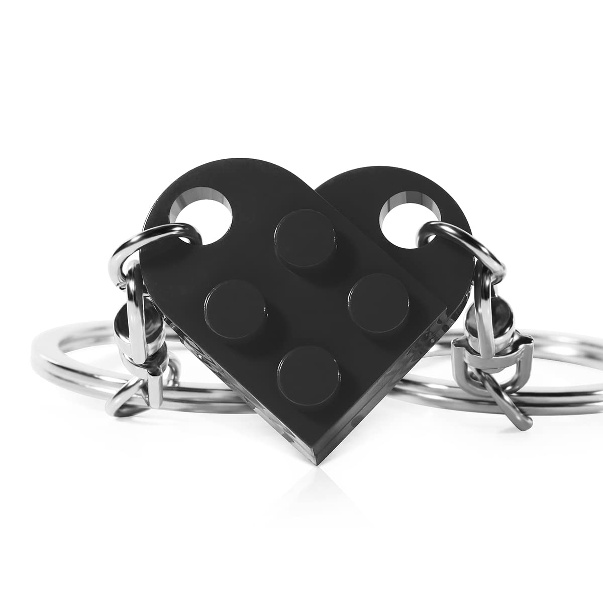 Matching Couple Heart Keychain Set - Romantic Valentine's Day Gift for Boyfriend, Girlfriend, Friends - Lego Compatible - Perfect for Anniversaries, Date Nights & Couple Travel Accessories