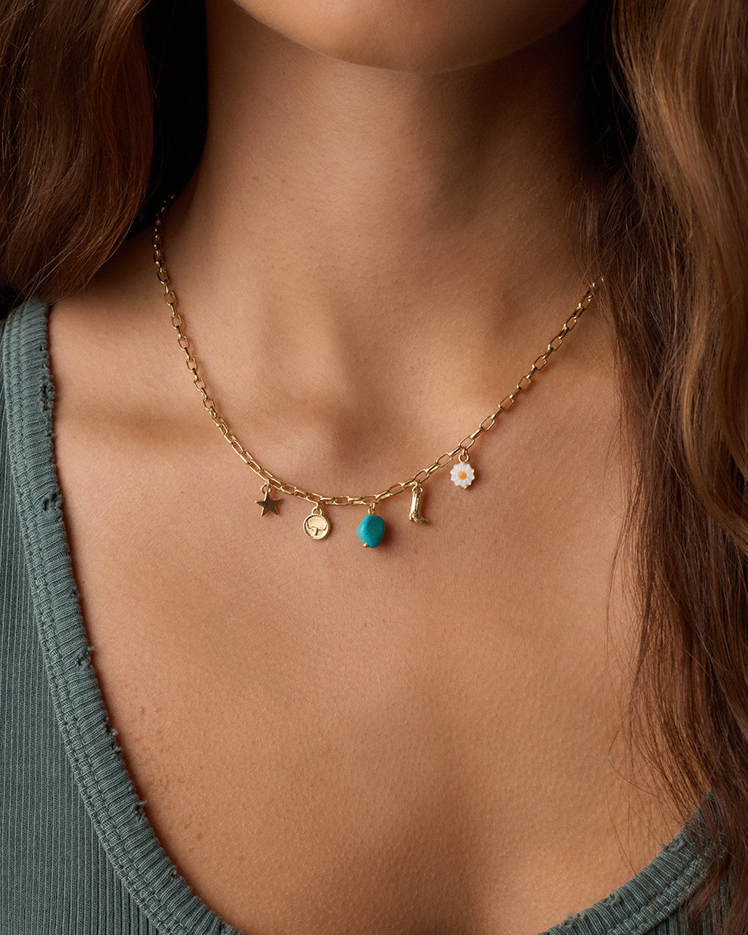 Western Mini Charm Necklace - Dainty Cowgirl Jewelry for Women | Perfect for Country Music Festivals, Rodeos & Western Style Outfits