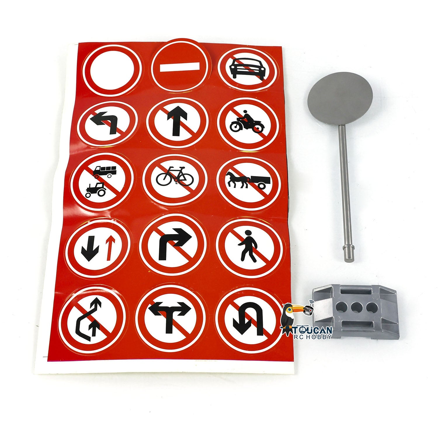 1/14 Scale Metal Simulation Traffic Signs for RC Construction Vehicles, Tractor Trucks & Dump Radio Control Car Models - Perfect for RC Construction Site Scenes & Display Collections