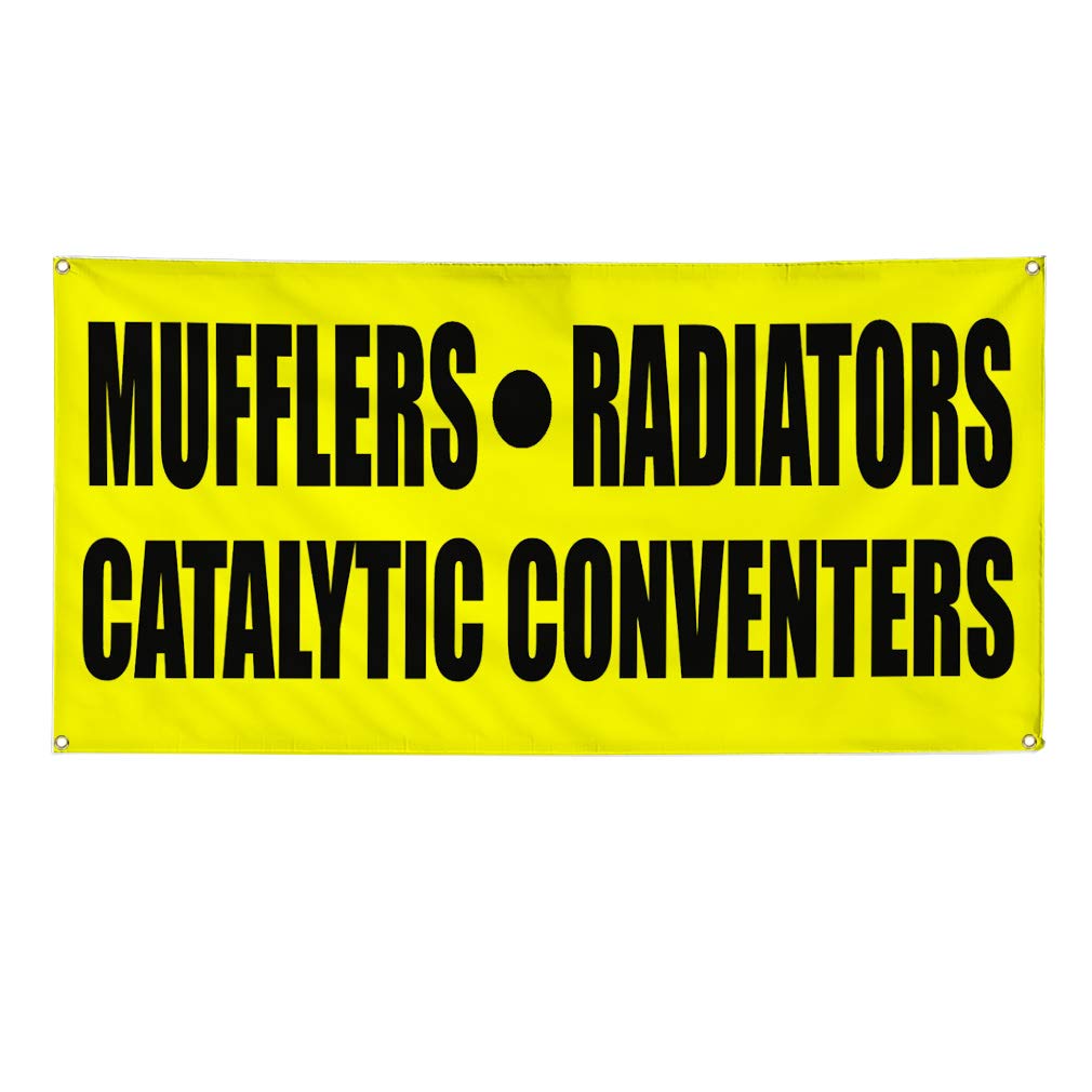 60x144 Inches Heavy-Duty Vinyl Banner - Weatherproof, Industrial & Outdoor Use with 10 Grommets (Yellow) - Perfect for Automotive Mufflers, Radiators, Catalytic Converters & Yard Signs - Multiple Sizes Available for Business, Construction & Event Signage