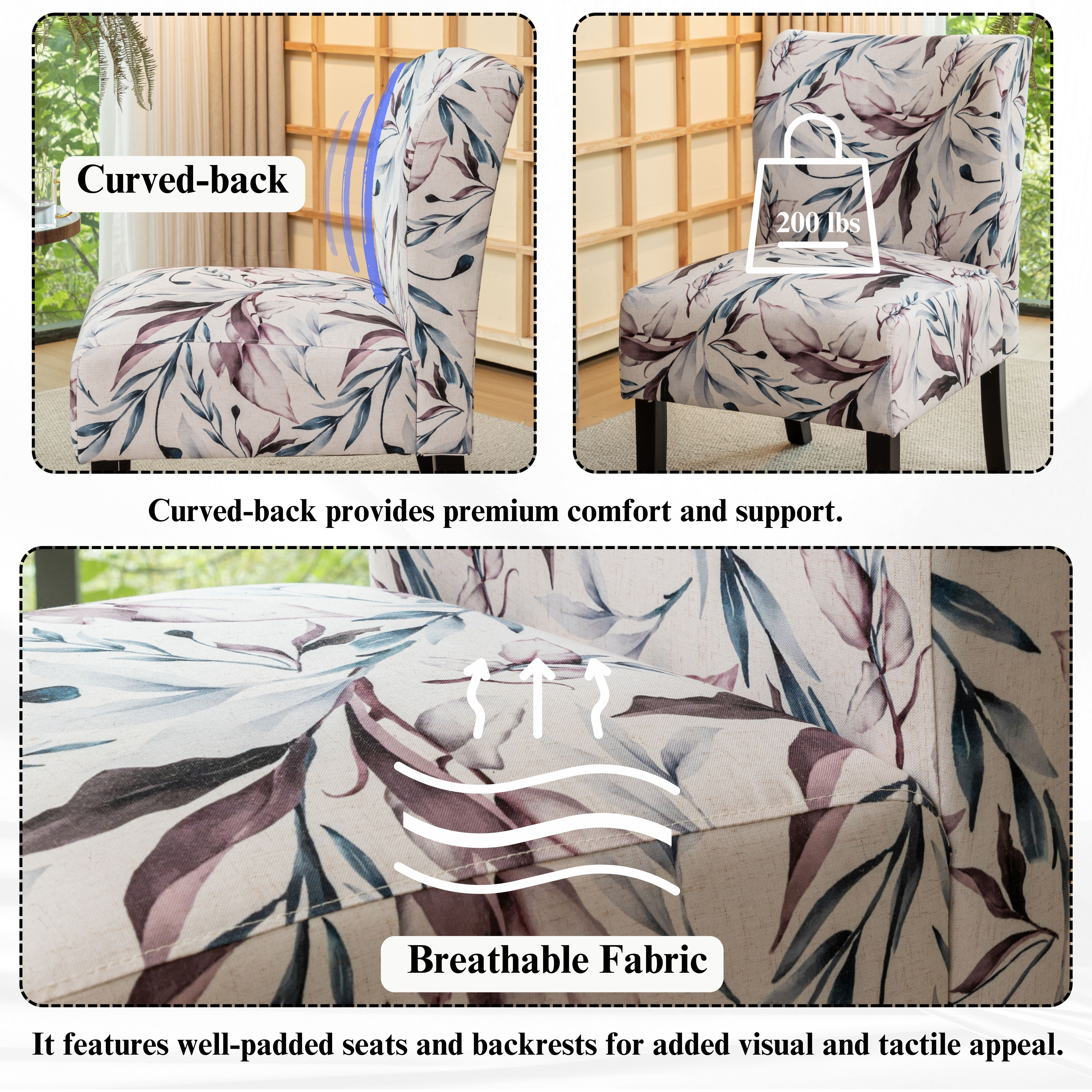 Modern Capa Fabric Armless Accent Chair by Roundhill Furniture - Stylish Contemporary Living Room Seating for Home Office, Lounge & Reading Nook