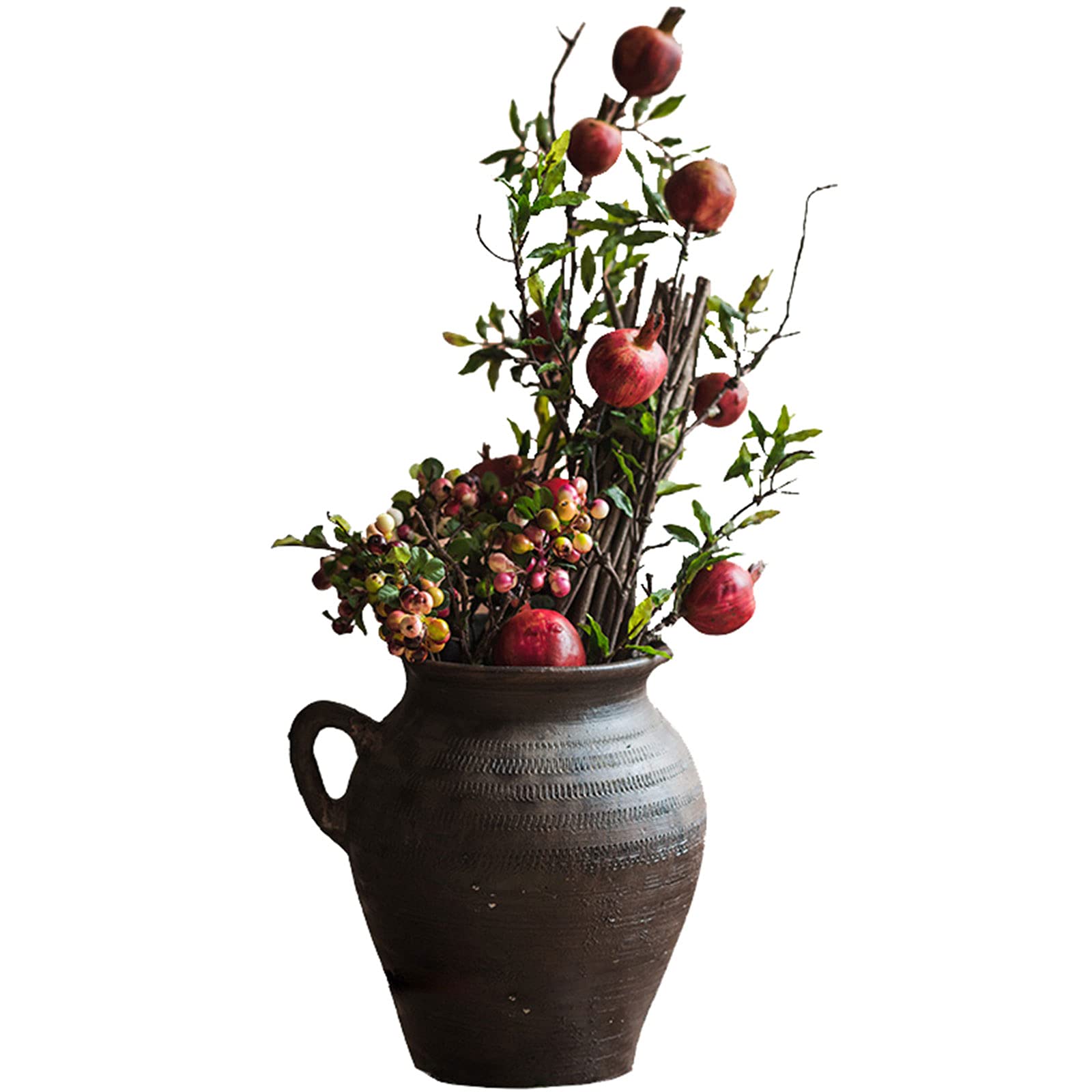Handmade Stoneware Earthenware Jar - Vintage Flower Vase & Plant Pot - Red & Black Clay Pottery - Perfect for Home Decor, Wedding Centerpieces & Boho Style Interiors