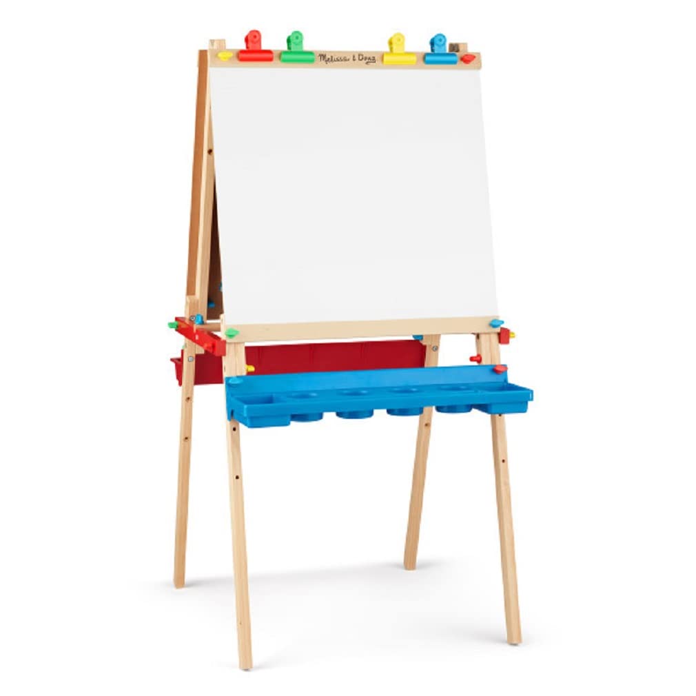 Melissa & Doug Deluxe Standing Art Easel for Kids - Adjustable Dry-Erase Board, Chalkboard & Paper Roller with Storage | Perfect for Home, Classroom & Preschool Creative Activities