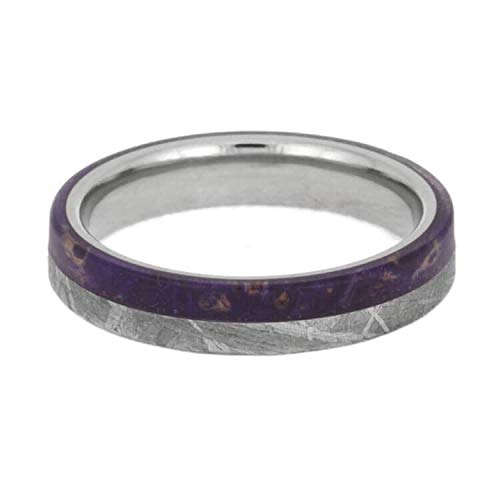 **Gibeon Meteorite & Purple Box Elder Burl Wood Titanium Wedding Ring – Comfort-Fit Size 11 – Unisex Men’s Jewelry for Engagements, Anniversaries & Unique Gifts**