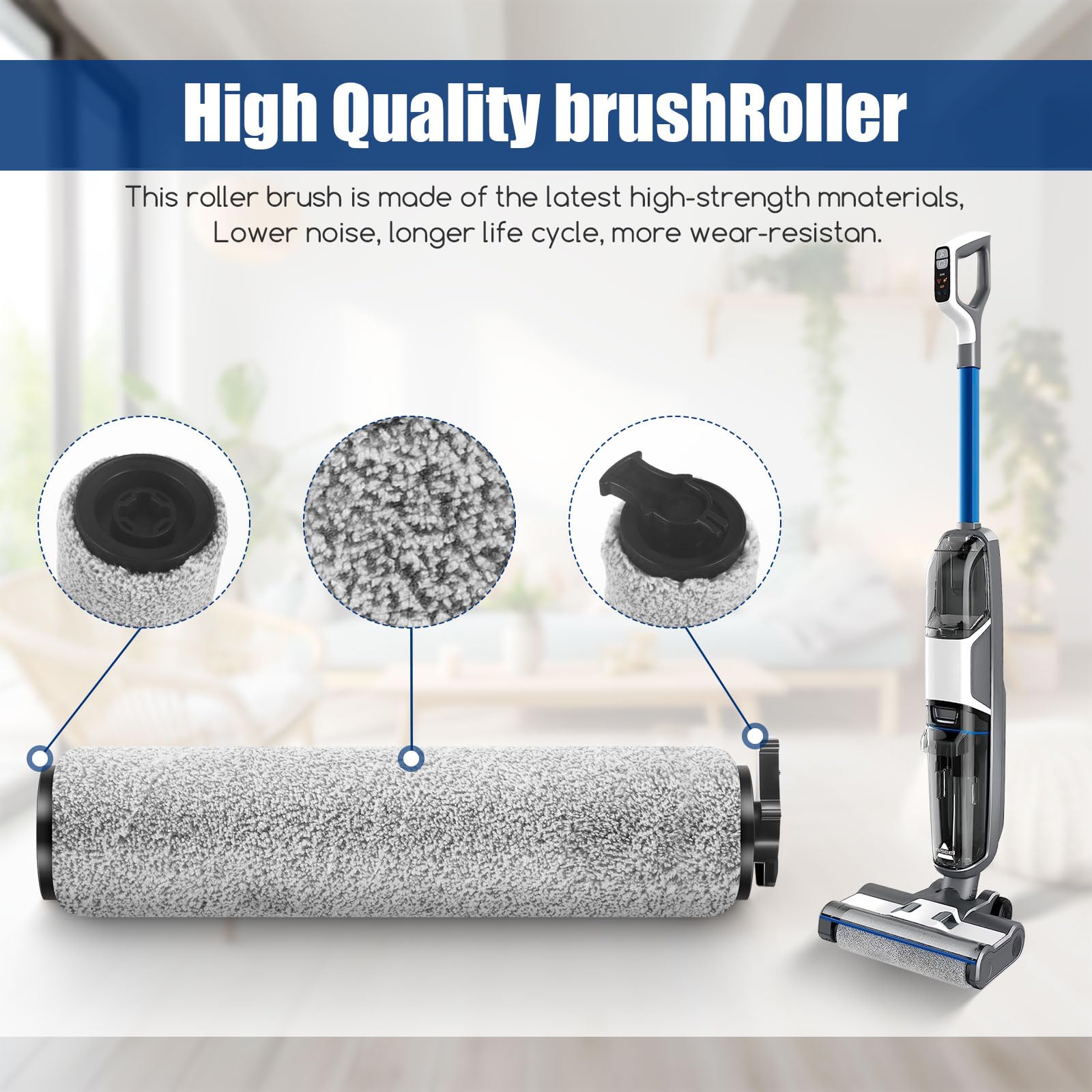 Bissell HF3 3649A Vacuum Replacement Parts - 2 Multi-Surface Brush Rollers & 2 HEPA Filters with Cleaning Brush - Compatible with Bissell HF3 Crosswave Vacuum Cleaner - Perfect for Hardwood Floors, Tile & Carpet Cleaning