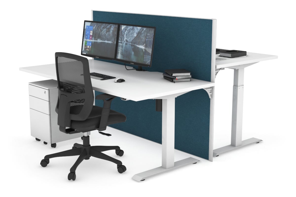 Height Adjustable 2 Person Workbench - 1600L x 800W with Cable Management - Perfect for Office, Workshop & Collaborative Workspaces