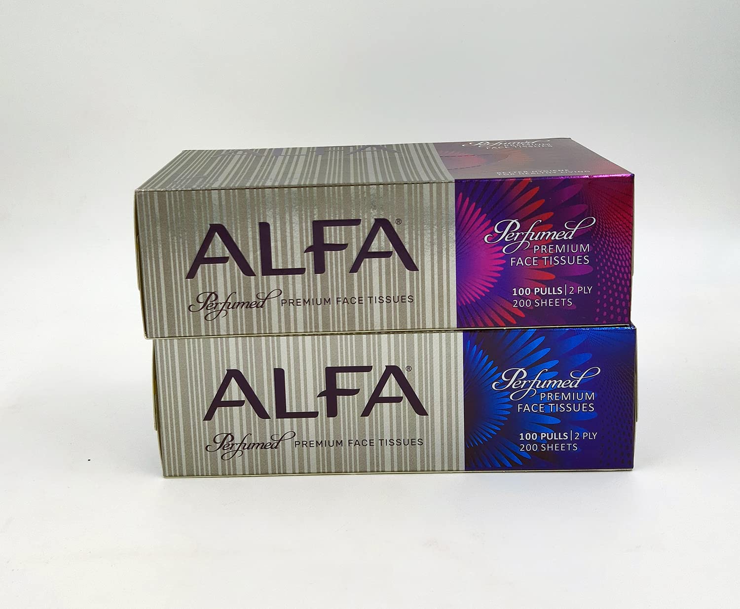 ALFA 2-Ply Scented Soft Facial Tissues - 4 Flat Boxes, 100 Pulls & 200 Sheets per Box (Pack of 4) | Gentle on Skin, Perfect for Home, Office, Travel & Daily Use