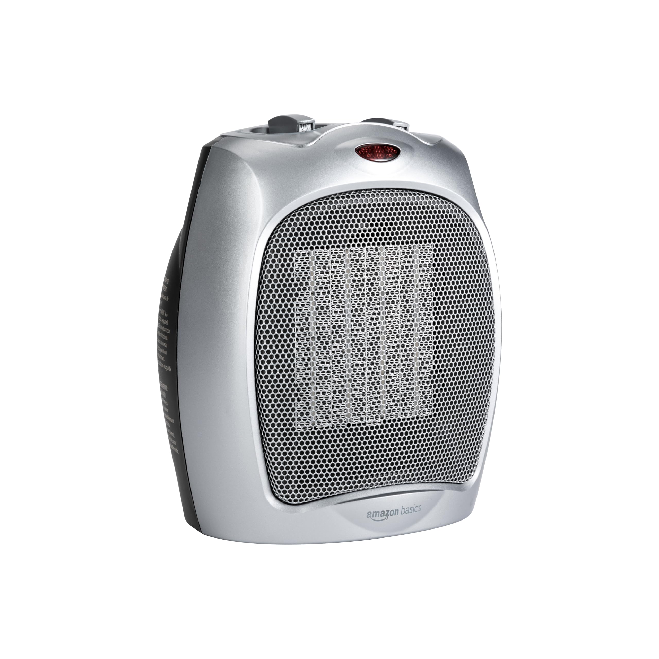Amazon Basics Ceramic Space Heater - 1500W Portable Electric Heater with Thermostat, Overheat & Tip-Over Protection for Home, Office, Bedroom - Compact 7.52