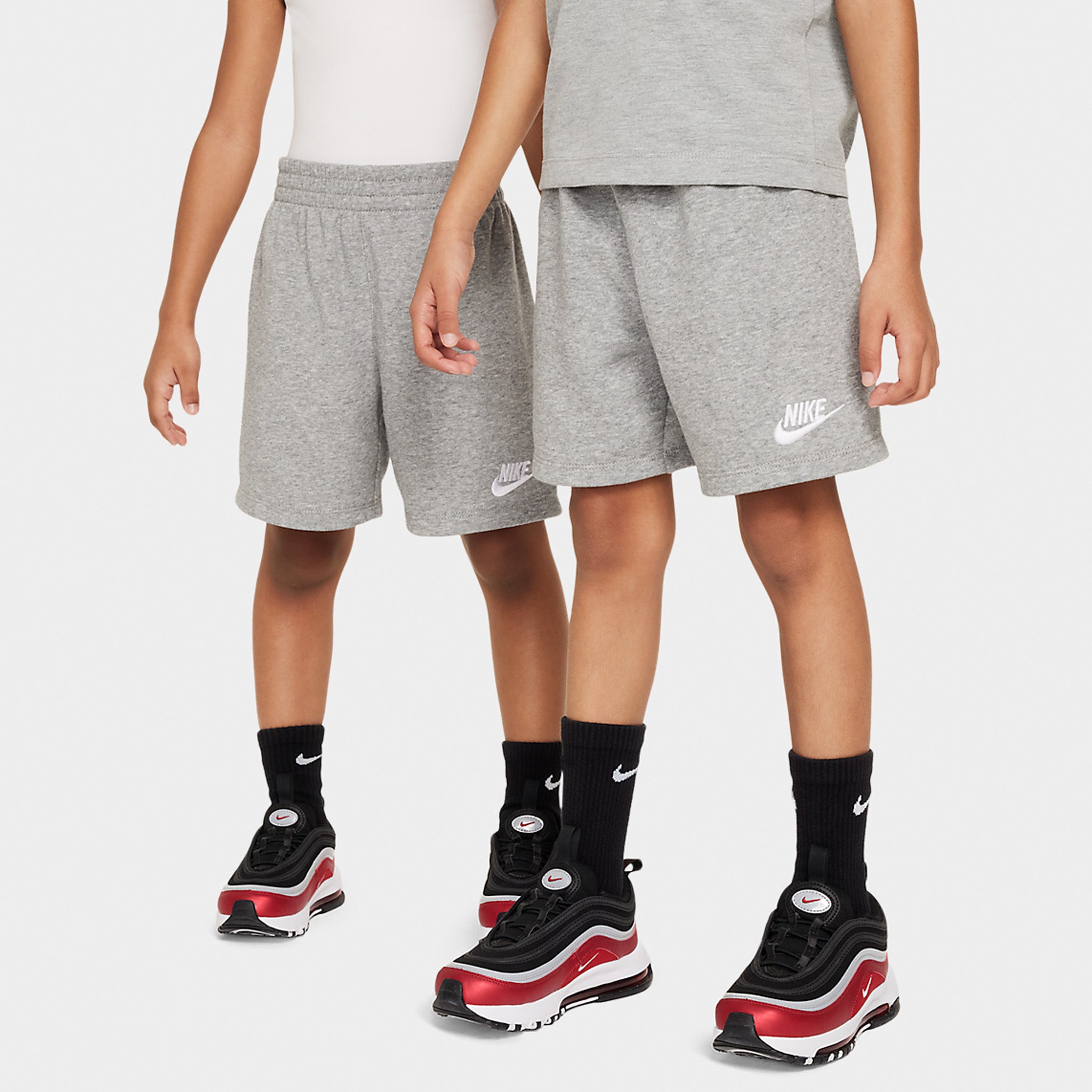 Nike Sportswear Kids' Club Knit Shorts Set - Grey Heather | Comfortable Athletic Shorts for Boys & Girls | Perfect for Playtime, Sports & Casual Wear
