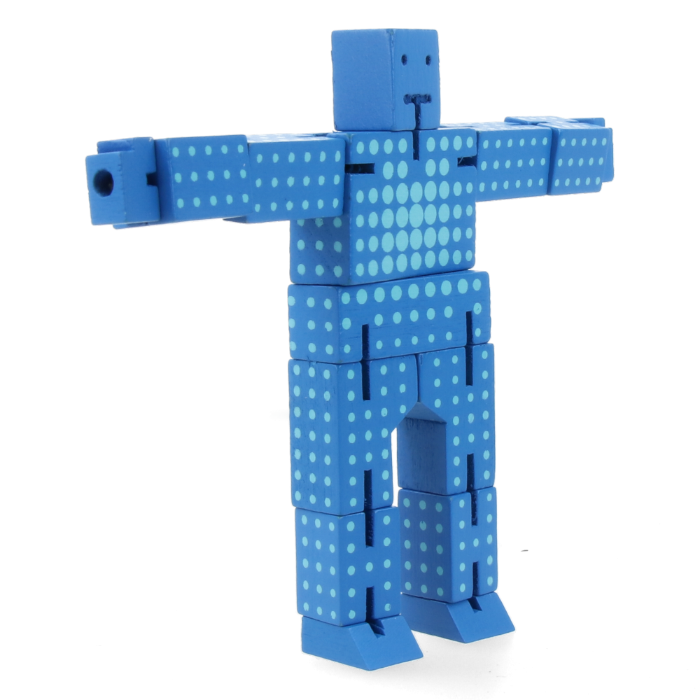 Cubebot Micro Dot Blue - Mini Wooden Puzzle Robot Toy for Kids & Adults - Perfect for Stress Relief, Office Decor & STEM Learning