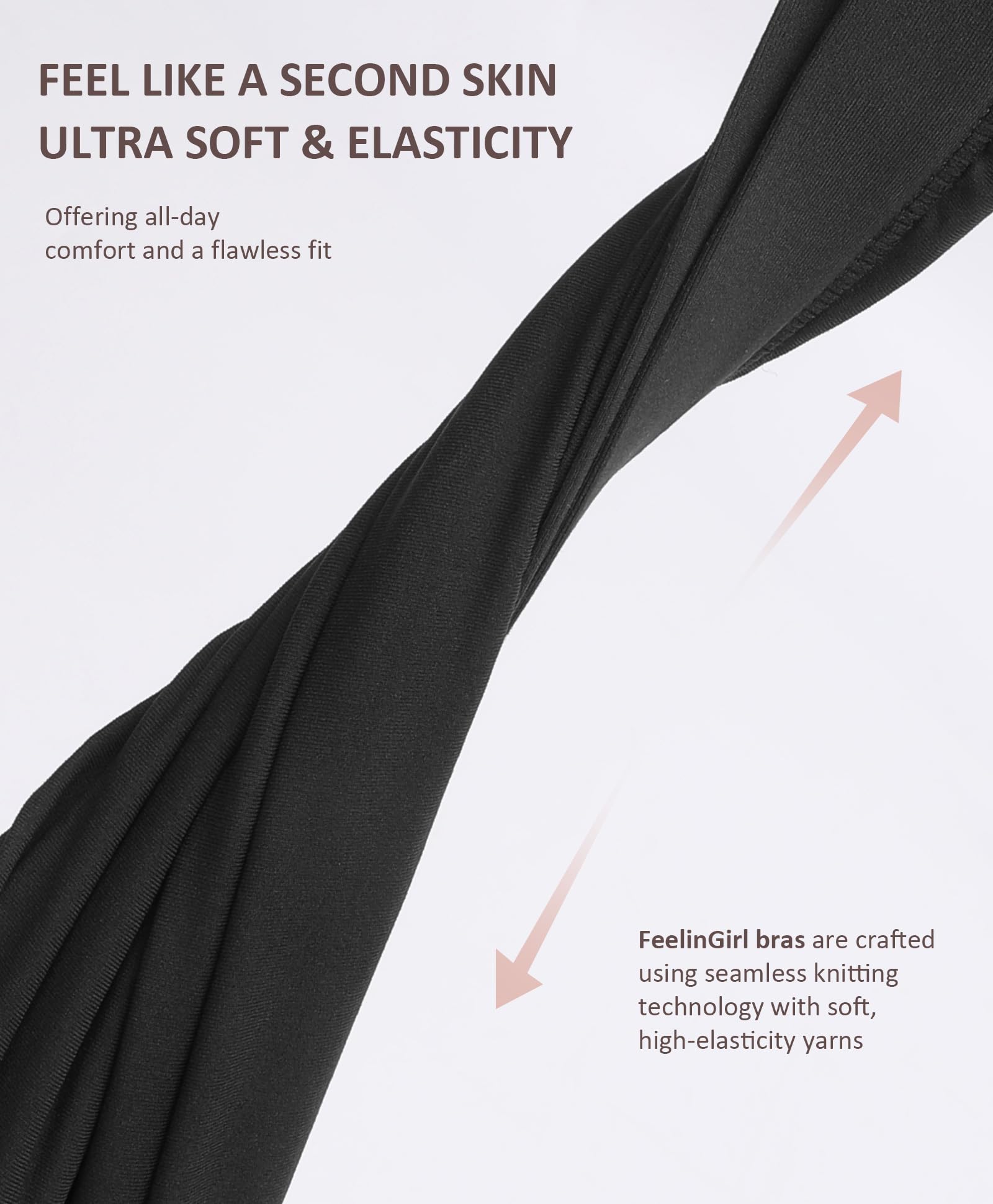 FeelinGirl Wireless Seamless Bras for Women - No Underwire Unpadded Comfort Bralette, Buttery Soft Everyday Bra for Yoga, Lounge & Sleep
