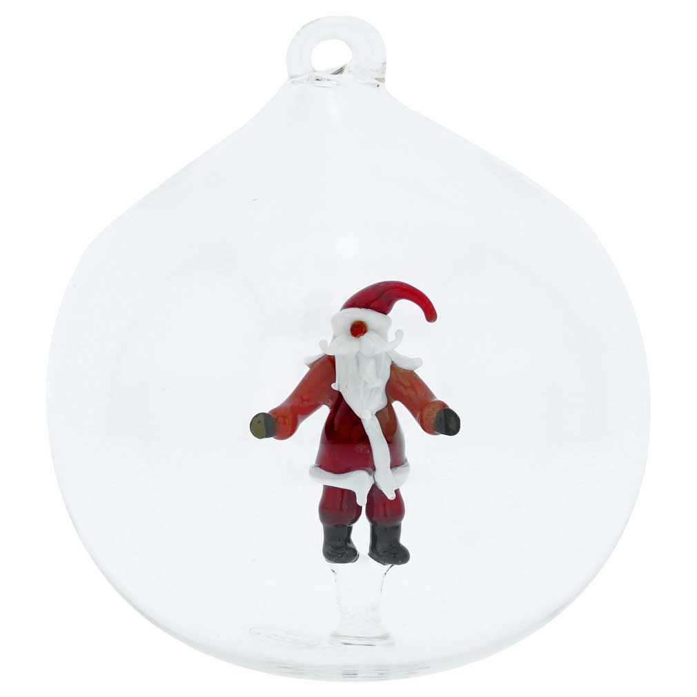 Authentic Murano Glass Santa Christmas Ornament - Handcrafted in Venice, Italy | Perfect for Holiday Tree Decorations, Gift Giving & Festive Home Decor